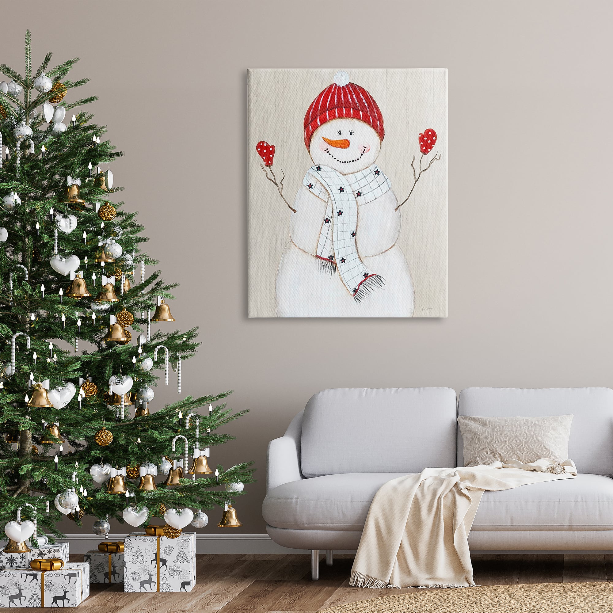 Stupell Industries 36" x 48" Seasonal Smiling Snowman Canvas Wall Art