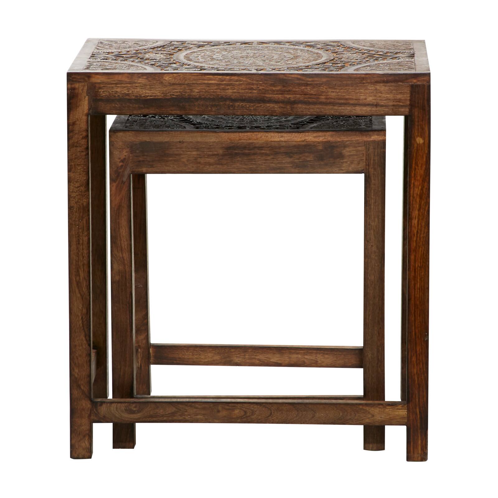 24" Brown Mango Wood Eclectic Accent Table