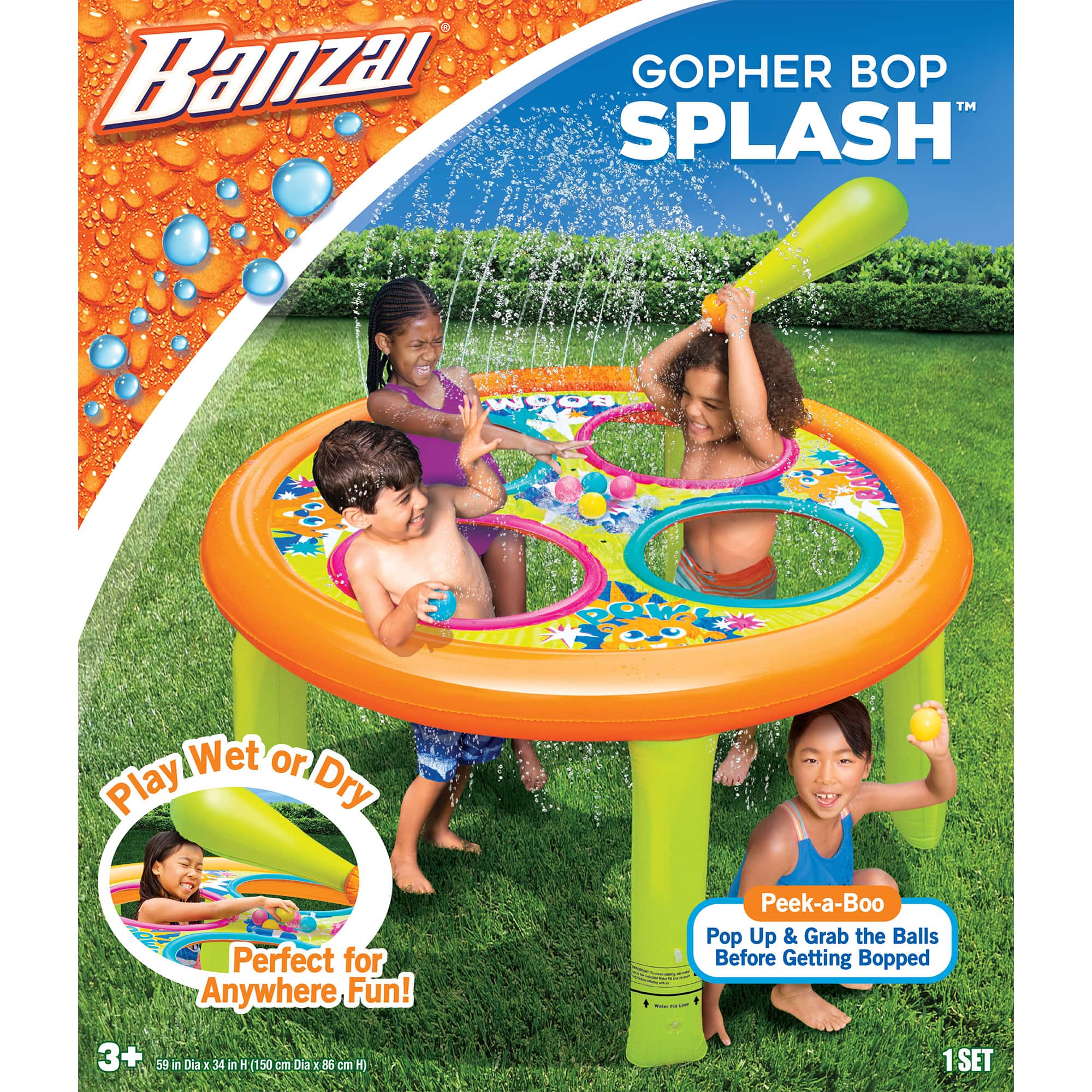 Banzai&#xAE; Gopher Bop Splash&#x2122; 59&#x27;&#x27; Inflatable Sprinkler Game