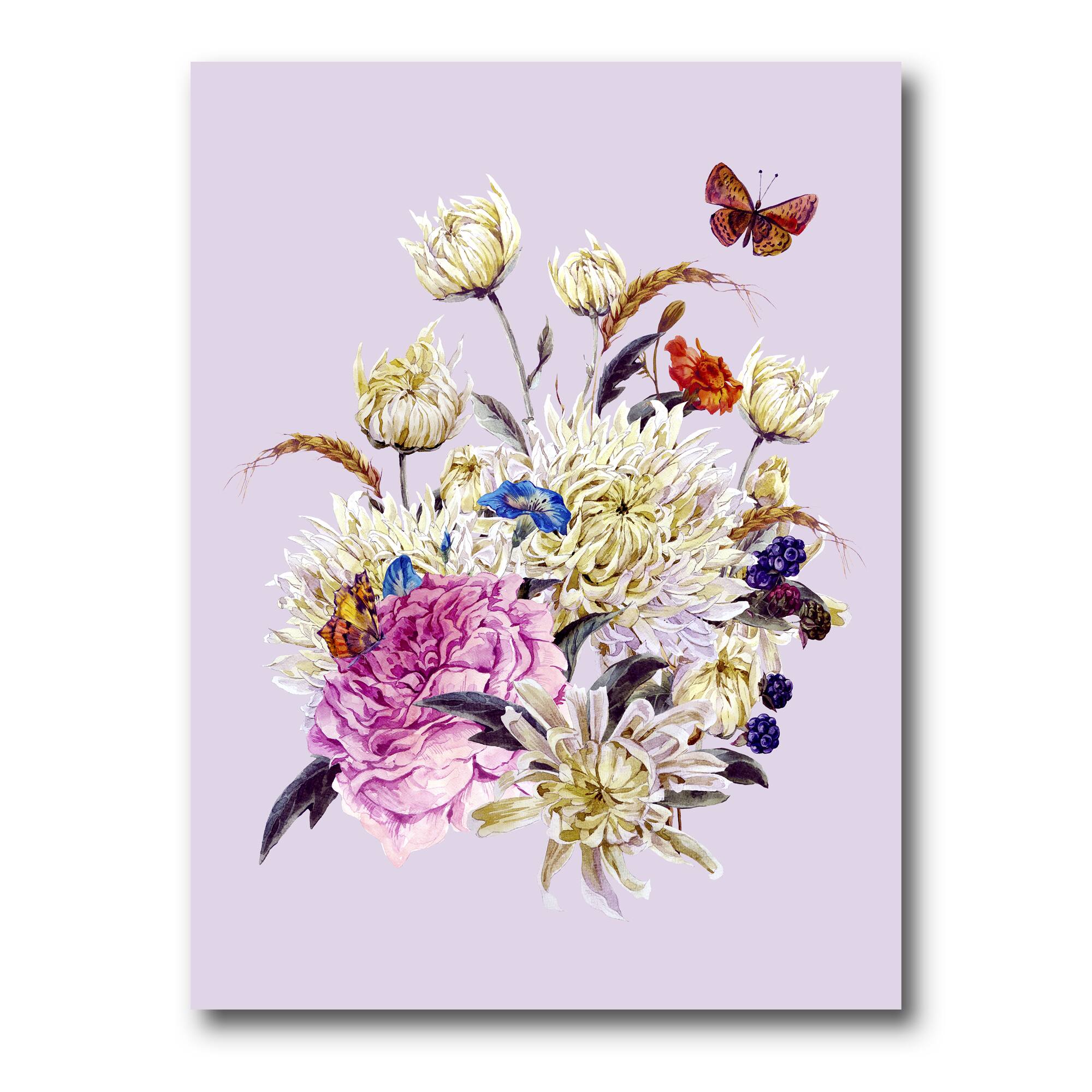 Designart - Vintage Bouquet With Chrysanthemums I - Traditional Canvas Wall Art Print