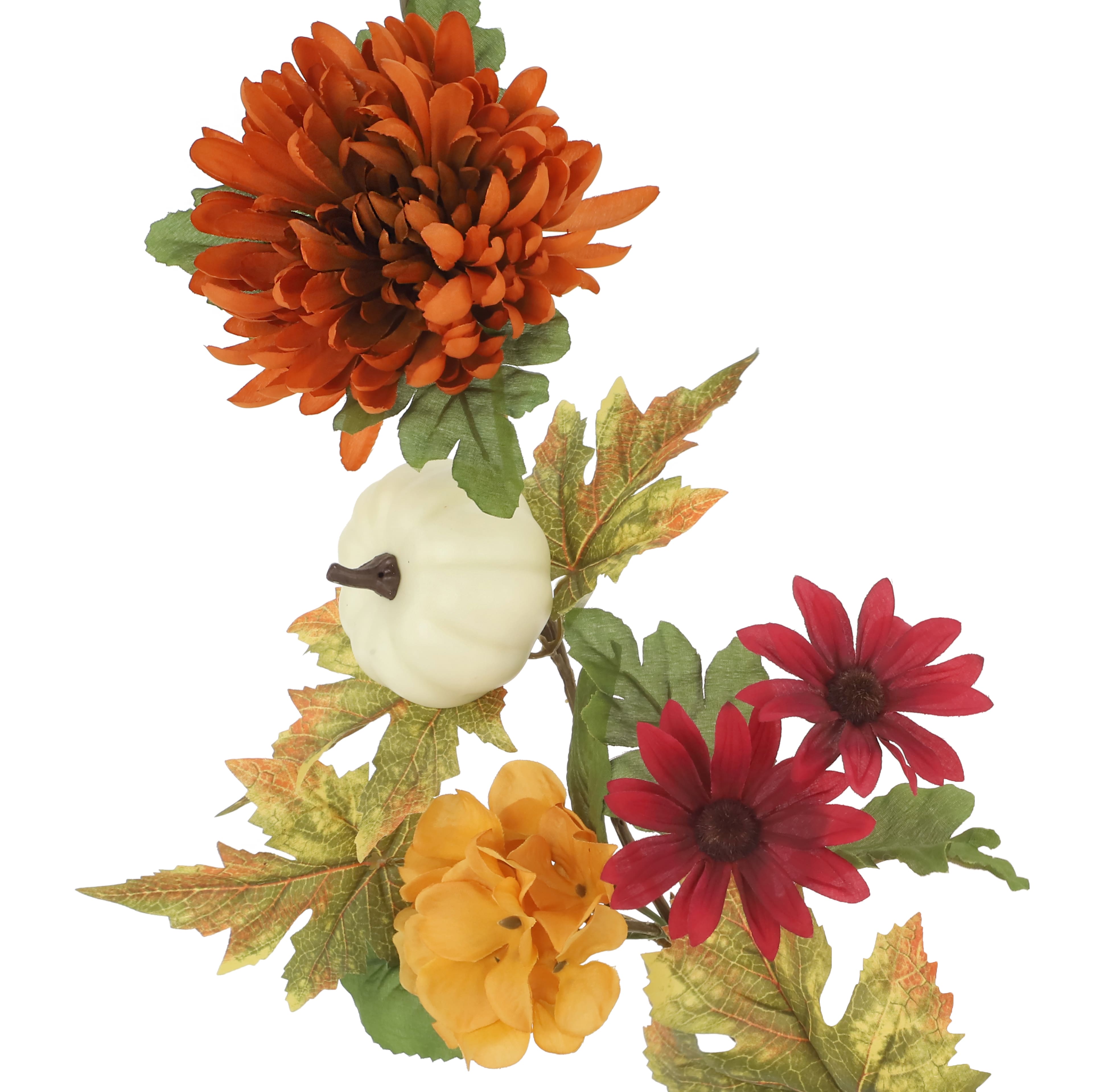 6ft. Orange &#x26; Yellow Mum, Hydrangea &#x26; Pumpkin Garland by Ashland&#xAE;