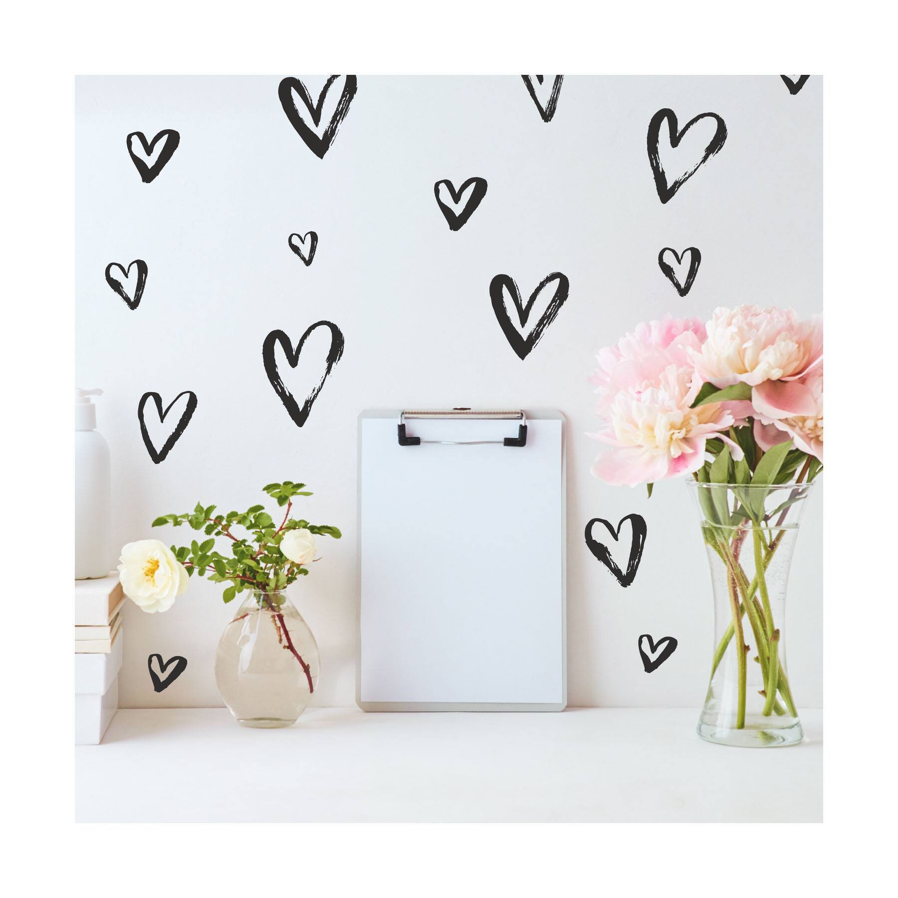 RoomMates Black Sketchy Hearts Peel & Stick Wall Decals