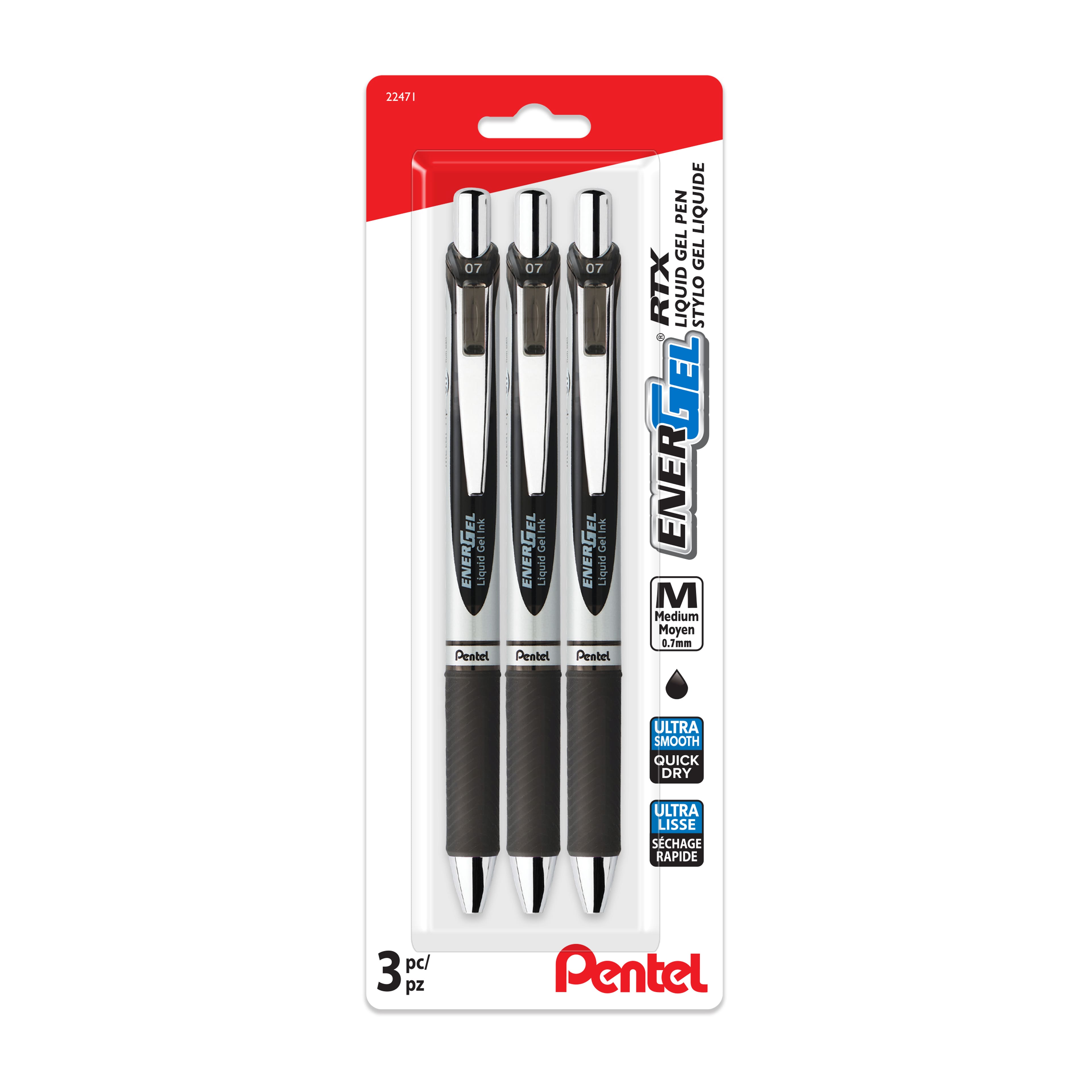 Pentel® EnerGel RTX 0.7mm Retractable Liquid Gel Pens, 3ct.
