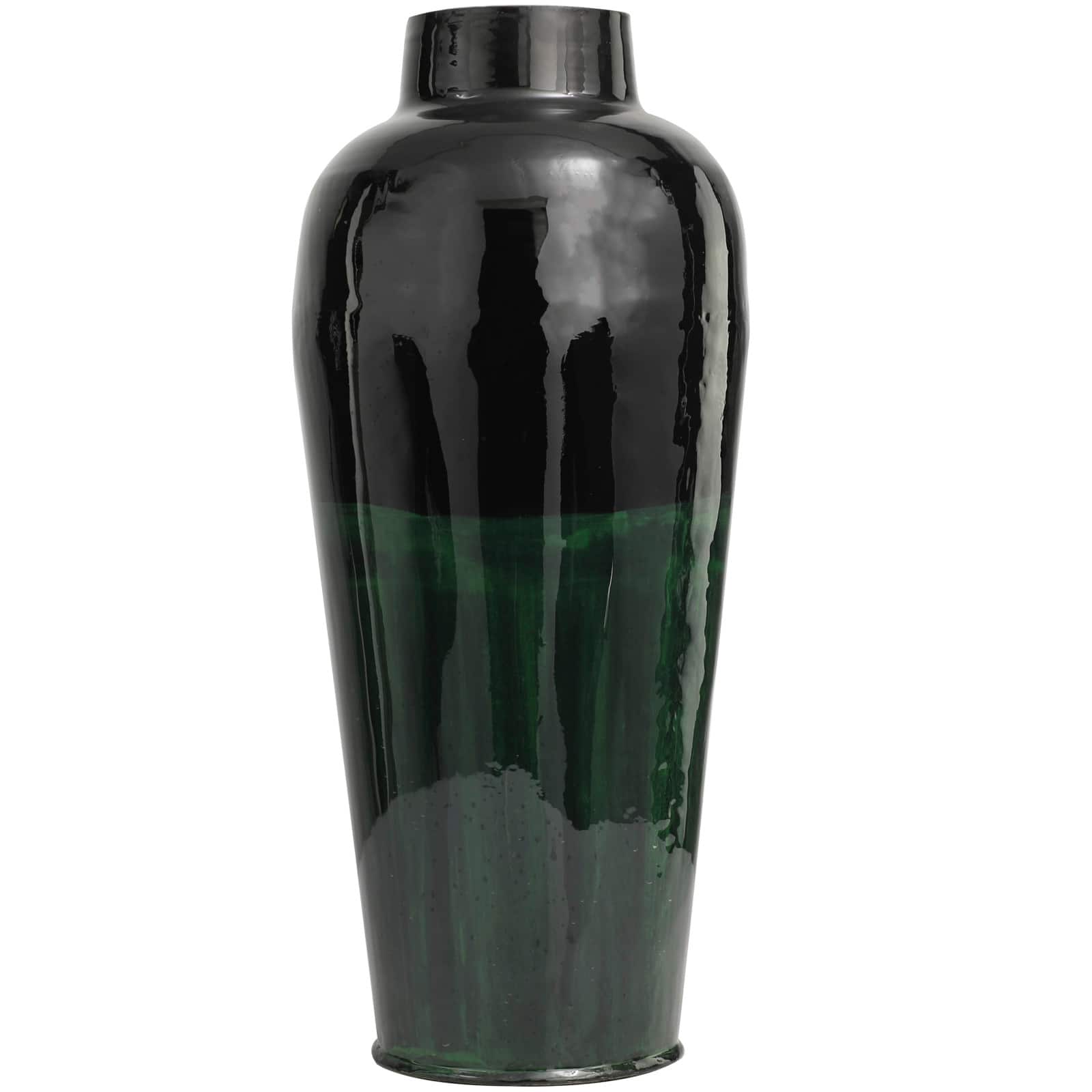 Green Metal Colorblock Vase with Paint Streak Design