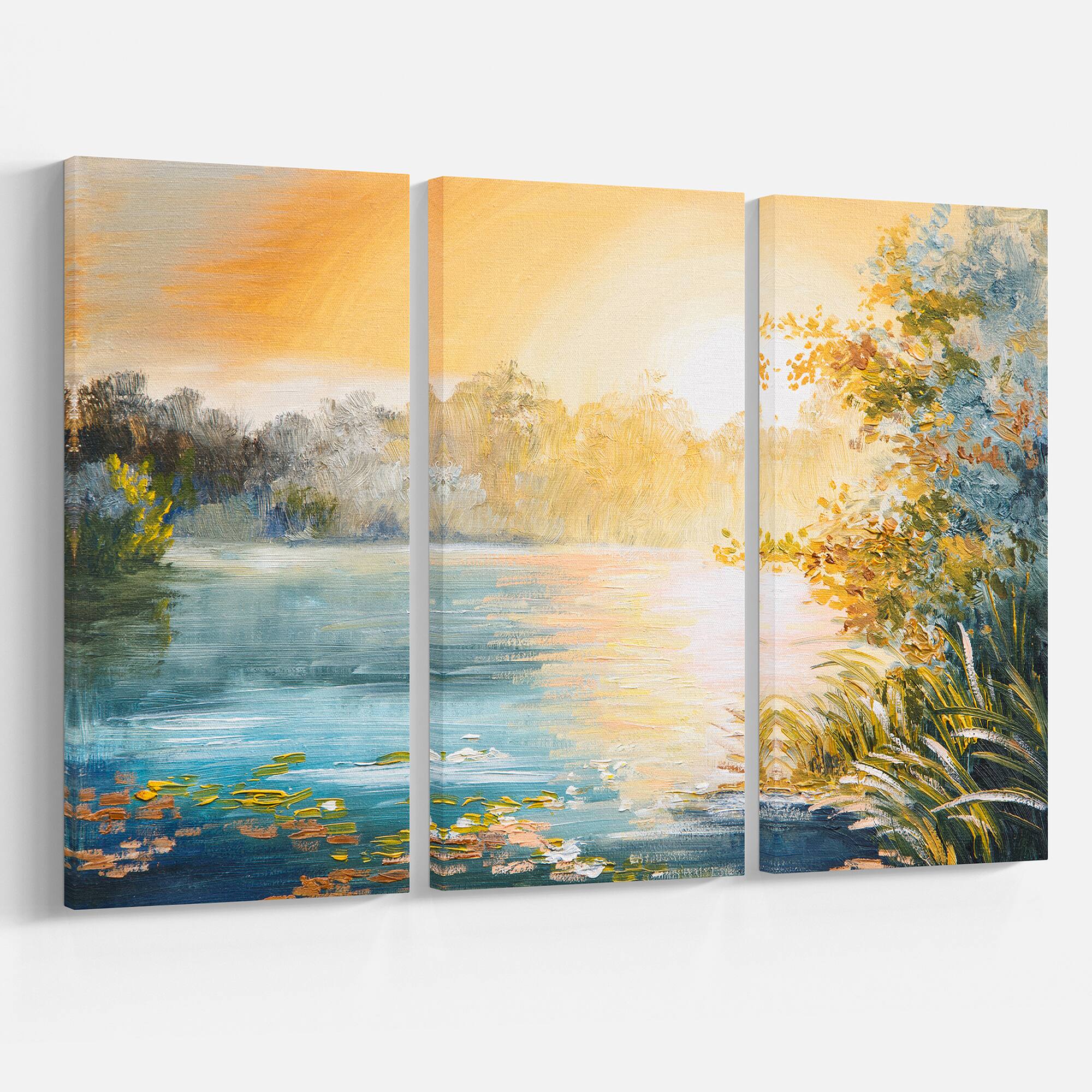 Designart - Sunset on the Lake - Landscape Art Print Canvas