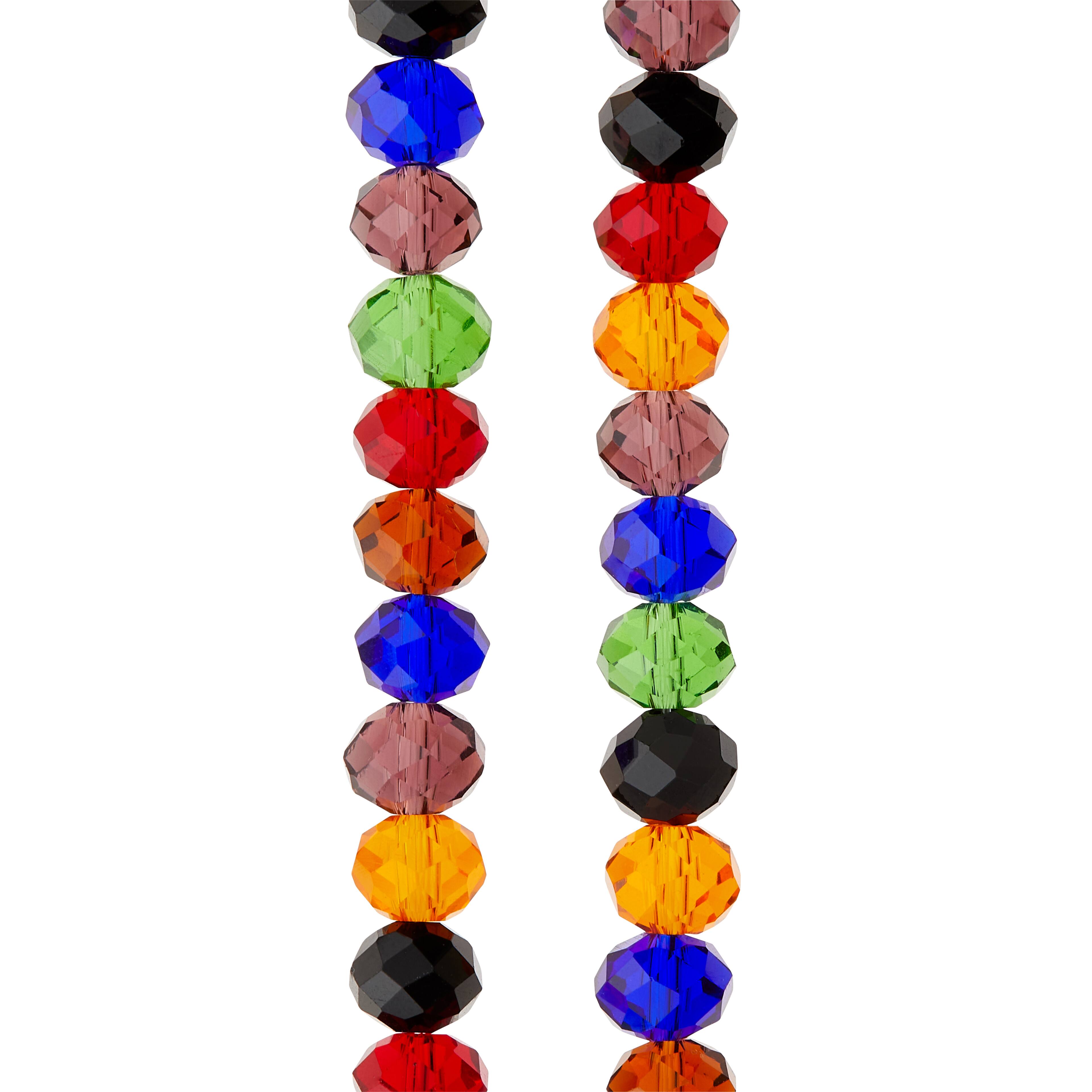 Bead Gallery Multicolor Faceted Translucent Glass Rondelle Beads, 8mm