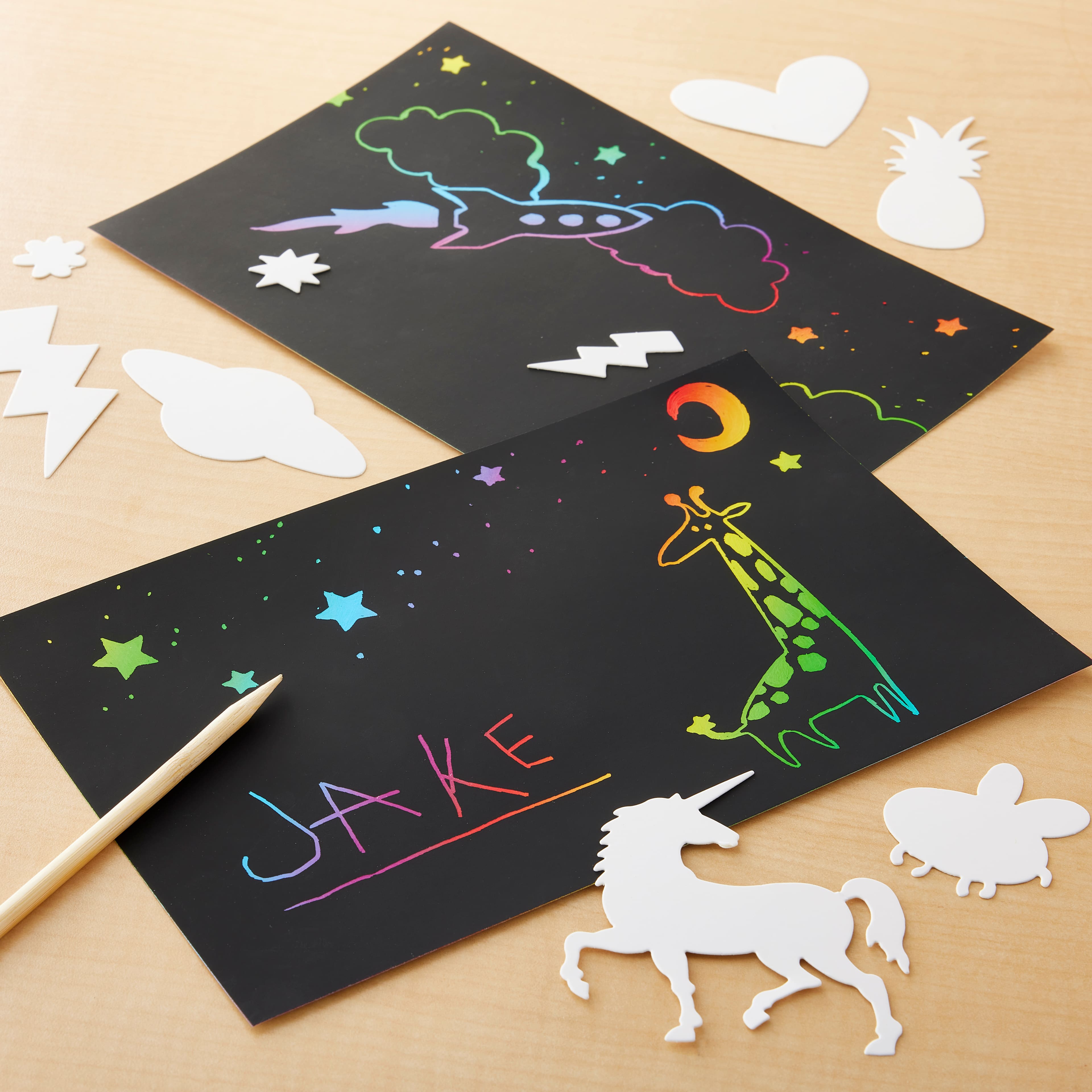 BESTZY Scratch Art Paper for Kids, 50 Pcs Rainbow Scratch Art