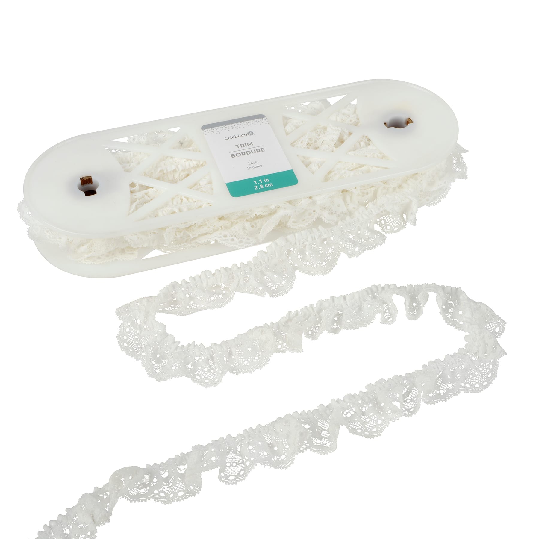 1.1&#x22; White Pleated Lace Trim by Celebrate It&#xAE;