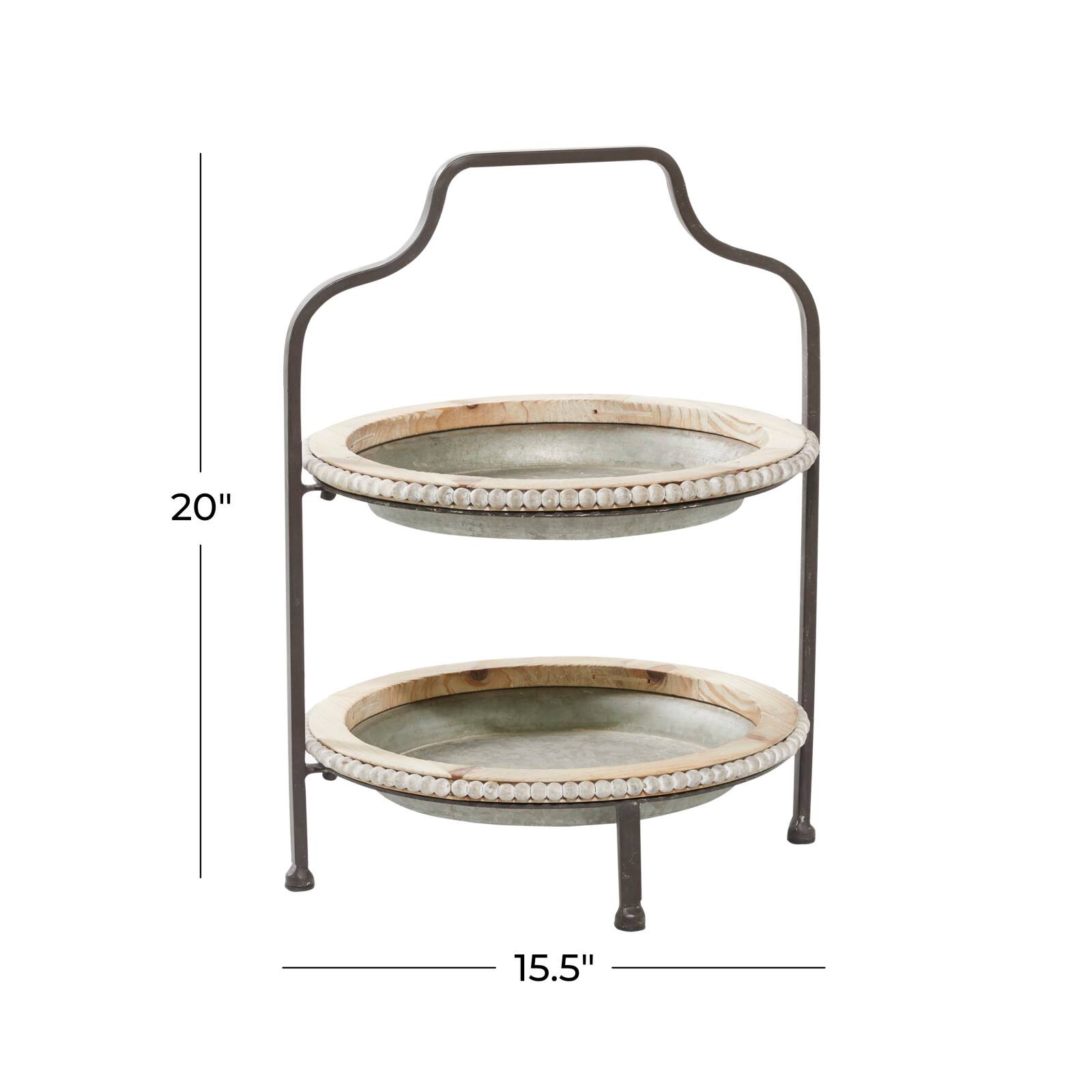 Gray Metal Farmhouse Tiered Server, 20&#x22; x 16&#x22; x 15&#x22;