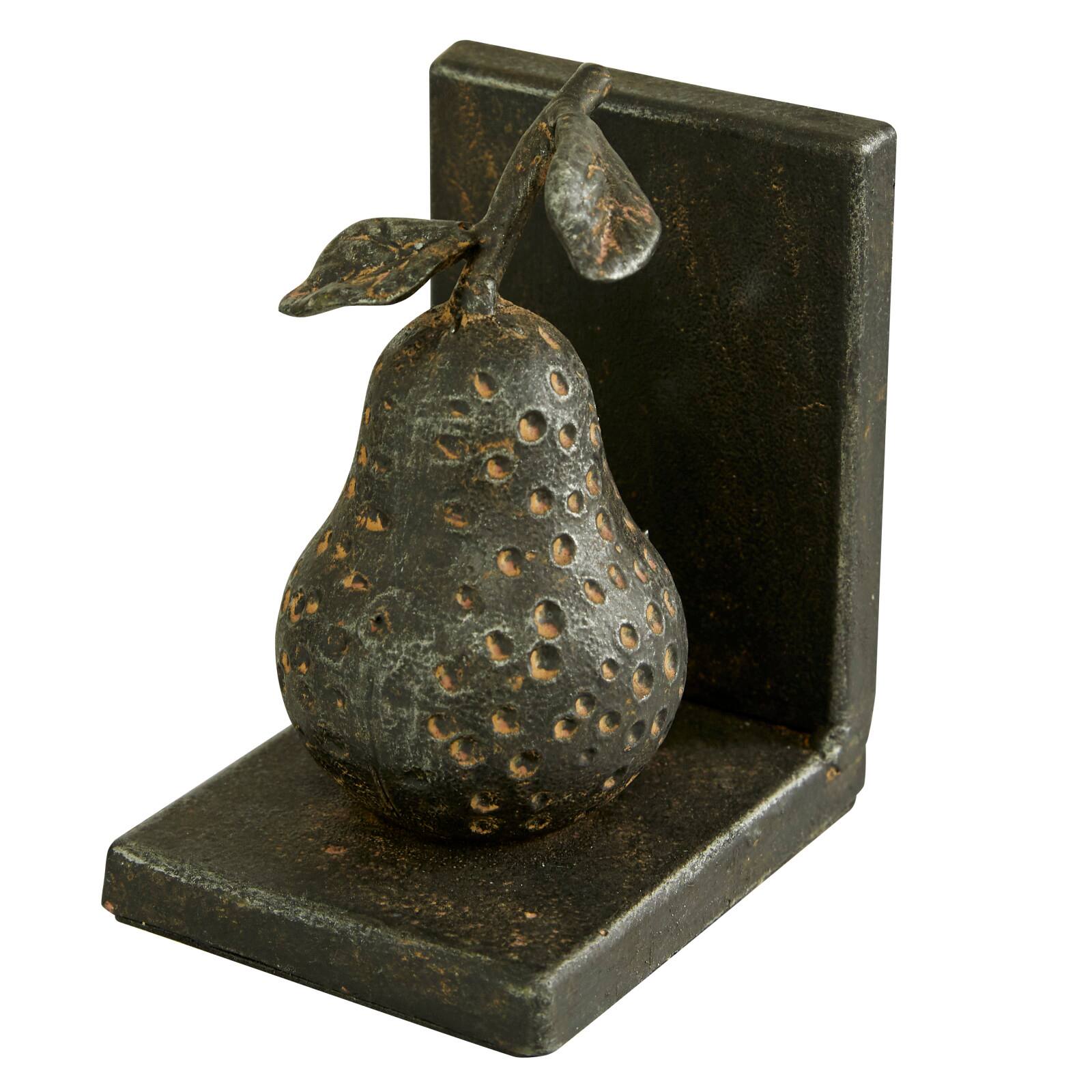 6&#x22; Gray Metal Rustic Fruit Bookends