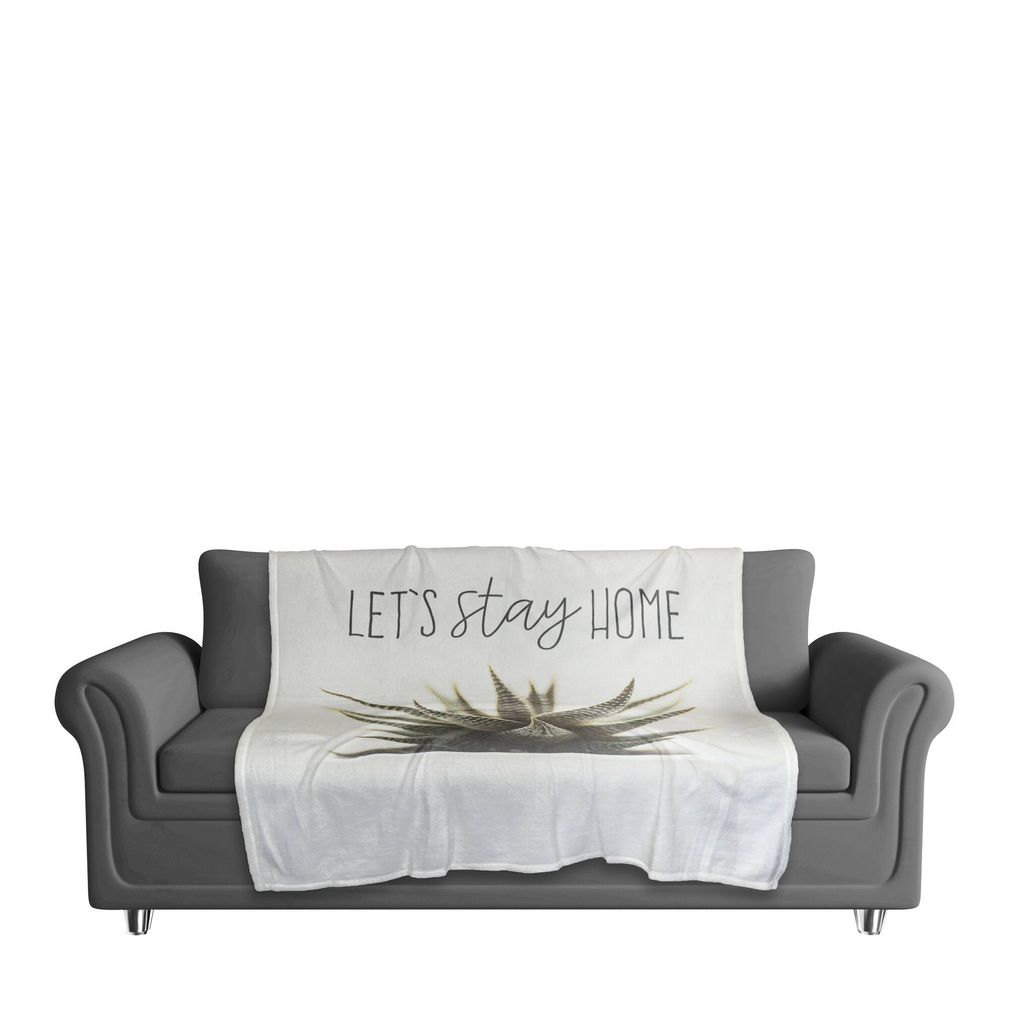 Let's Stay Home Aloe 50" x 60" Coral Fleece Blanket