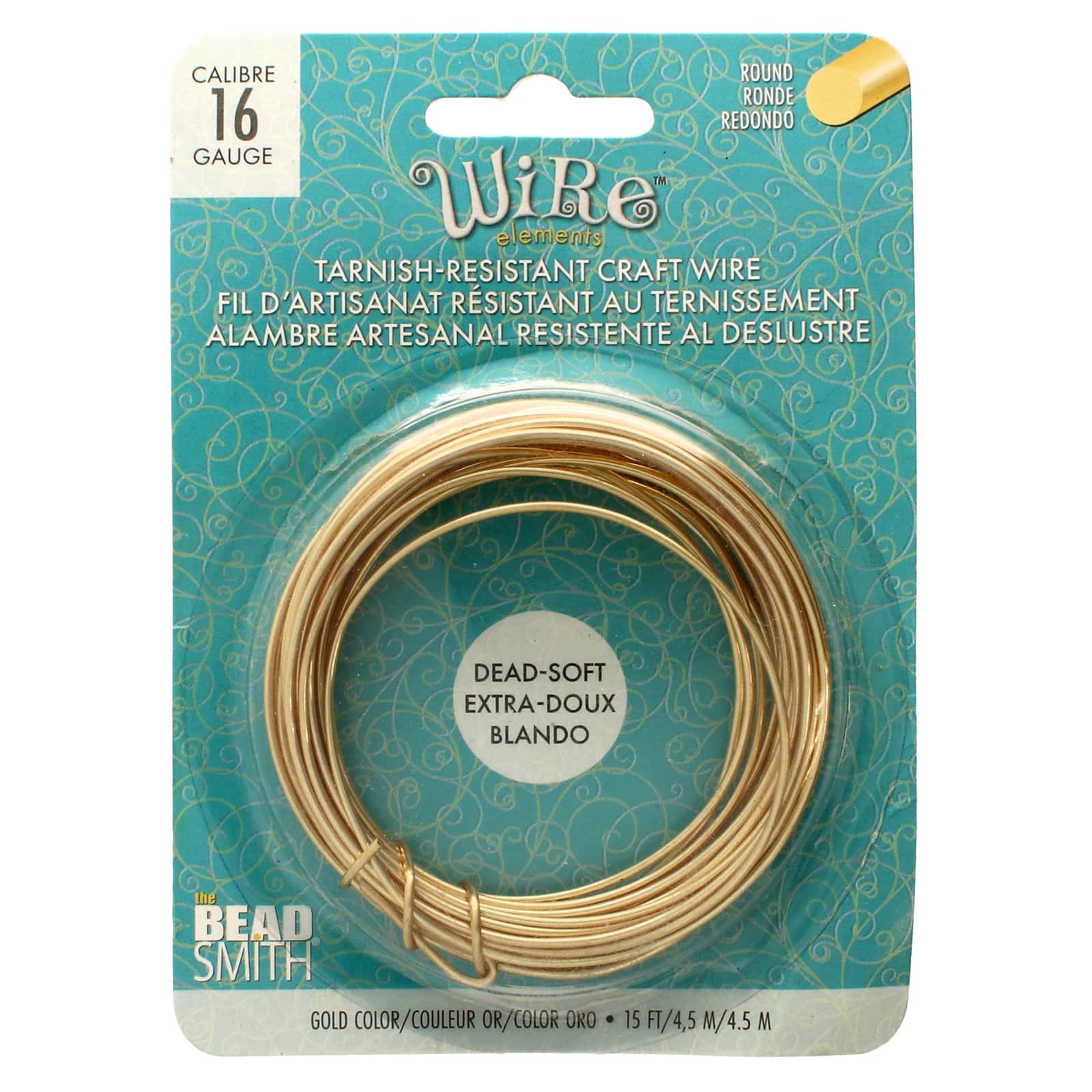 The Beadsmith® Wire Elements™ 16 Gauge Gold Tarnish Resistant Soft Temper Wire, 15ft.