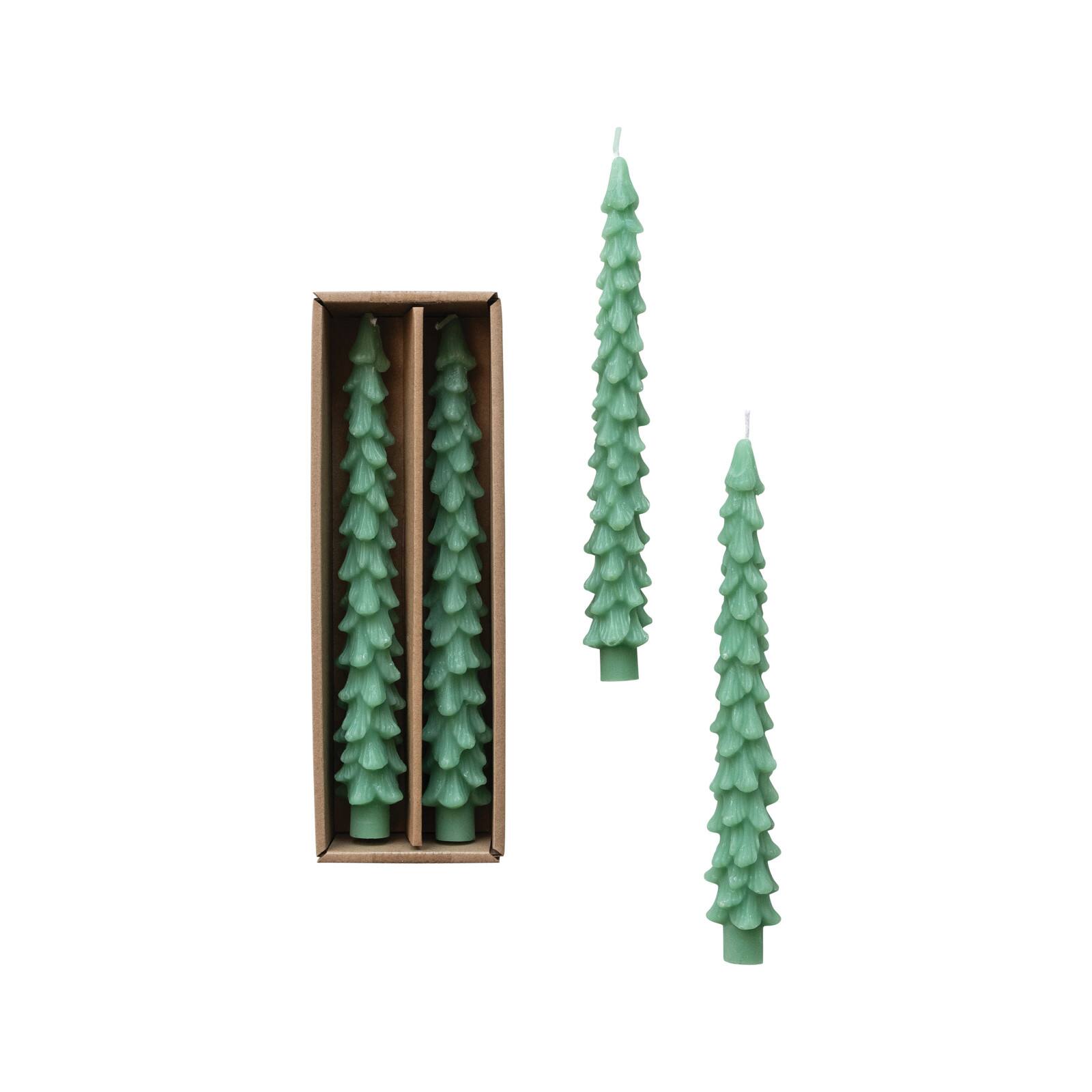 Hello Honey 10&#x22; Green Unscented Tree Shaped Taper Candles, 2ct.