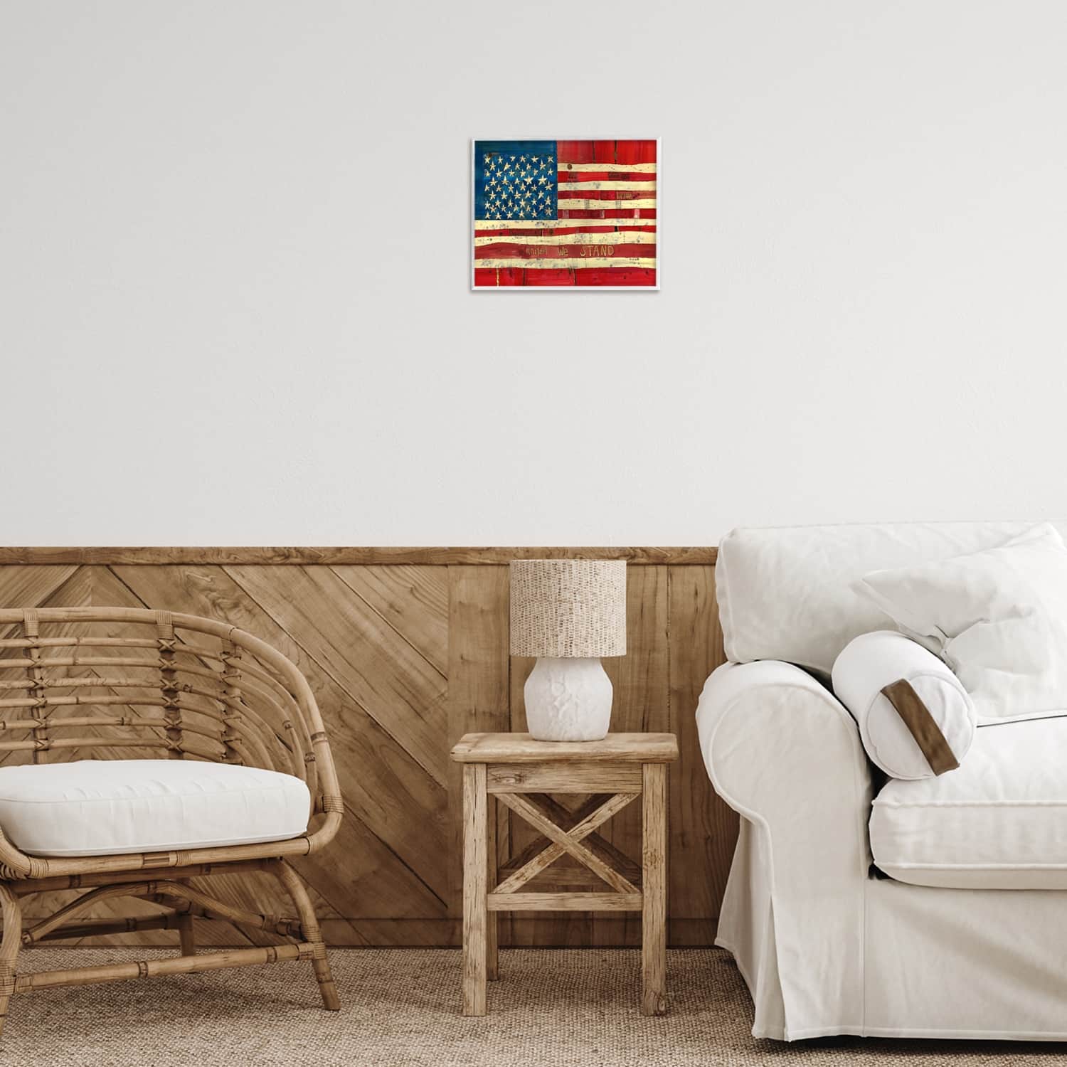 Stupell Industries United We Stand Independence Day Festive American Flag Framed Giclee Art