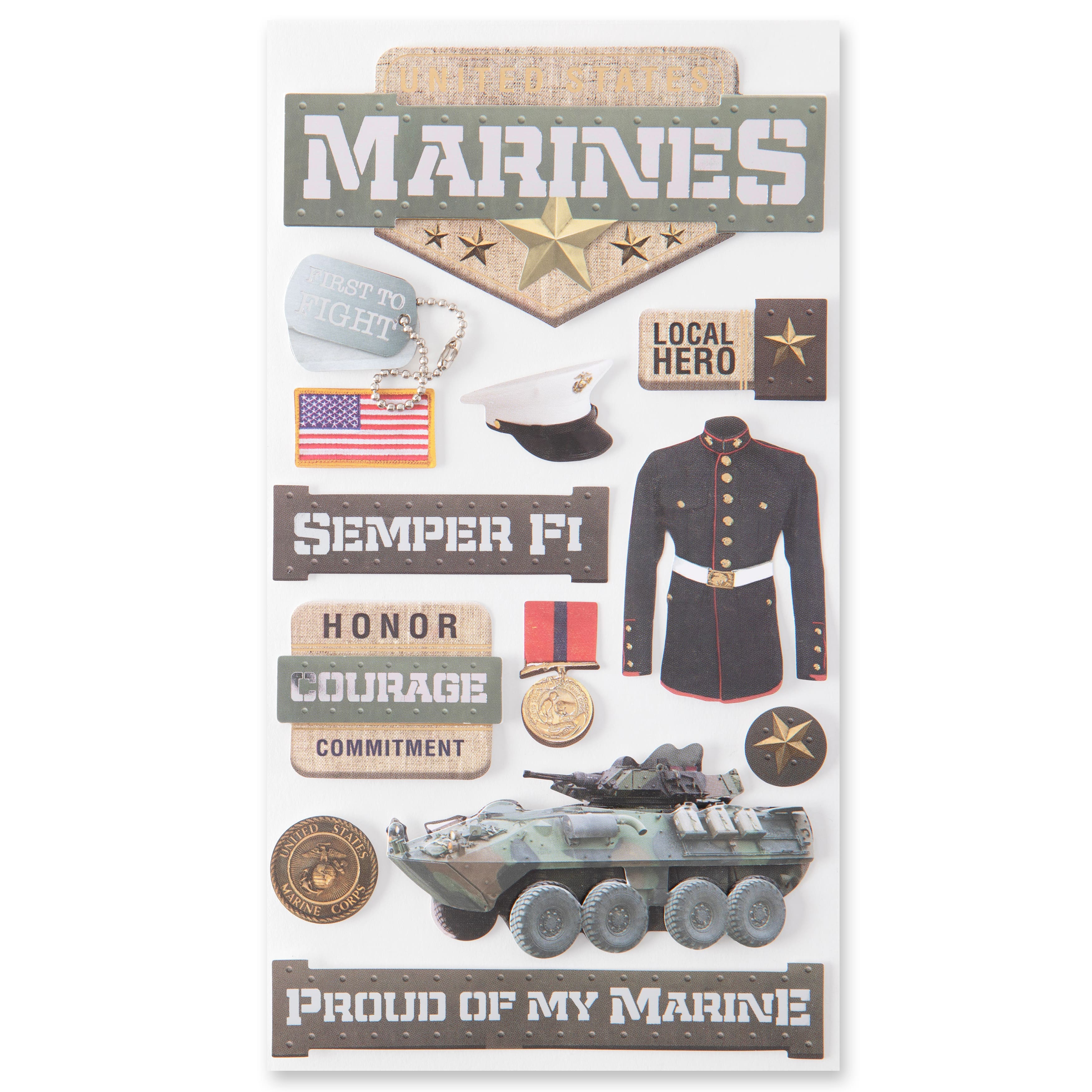 12 Pack: Marine Corps Dimensional Stickers by Recollections™