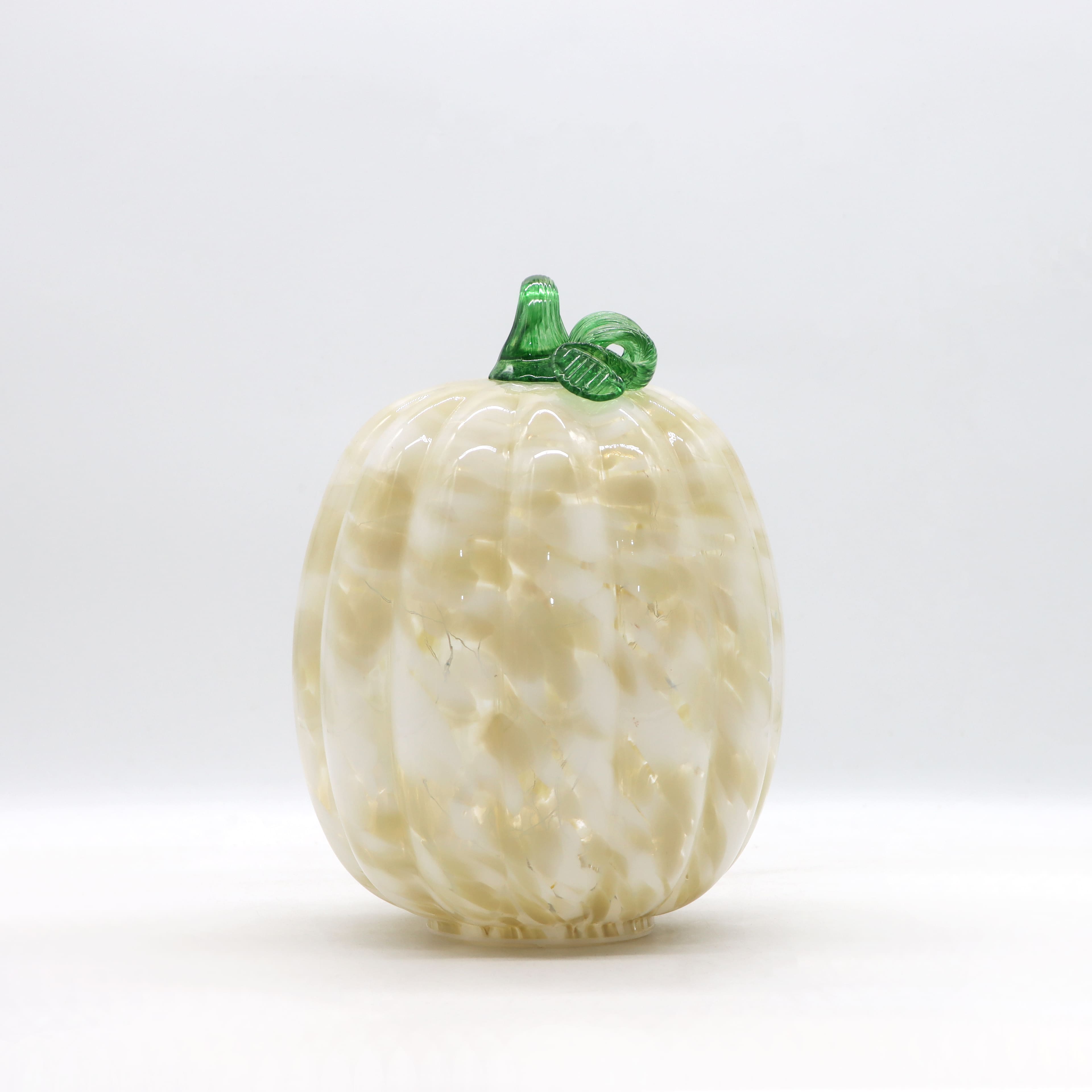 Medium Warm White LED Cream Glass Pumpkin by Ashland®