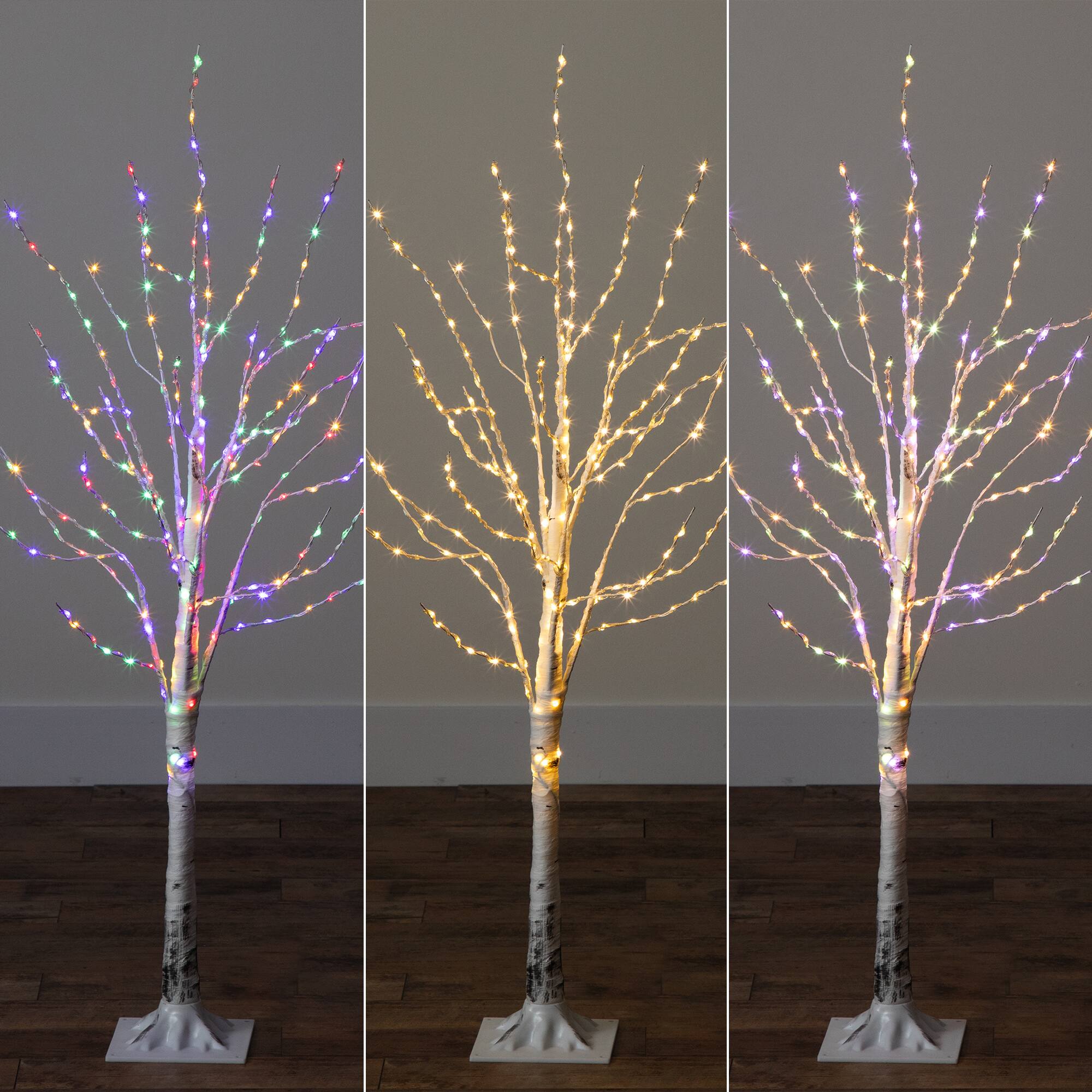 4ft. Pre-Lit White Birch Artificial Christmas Tree, Color Changing LED Lights