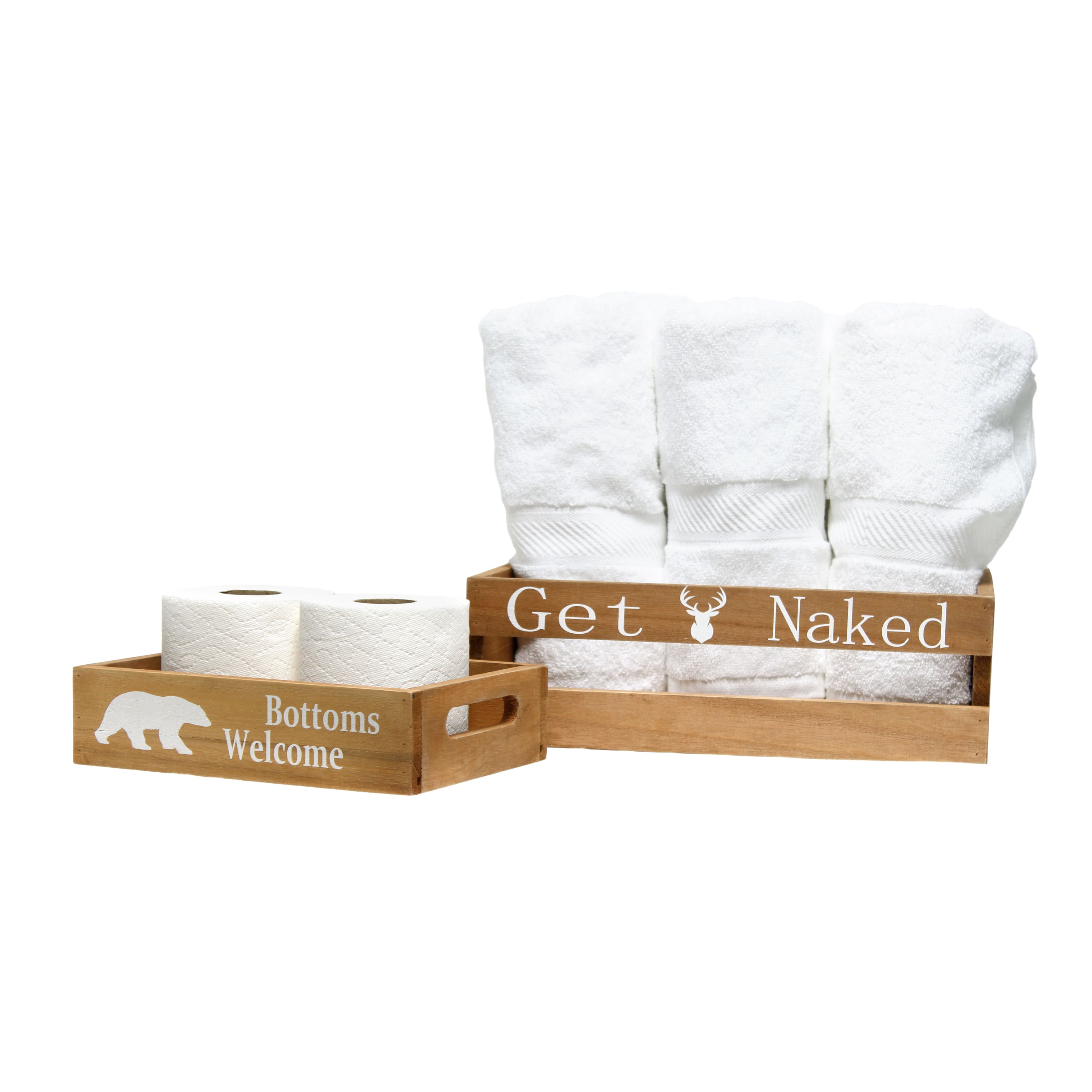 Elegant Designs Small Natural Rustic Towel Holder, Frame & Toilet Paper Holder Set