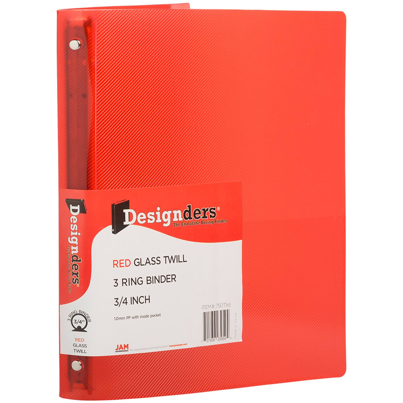 JAM Paper 3/4" Glass Twill Plastic 3-Ring Binders, 4ct.