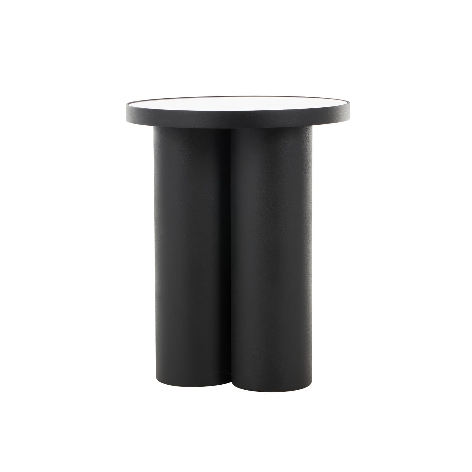 19.75" Black Metal Side End Accent Table with White Marble Tabletop