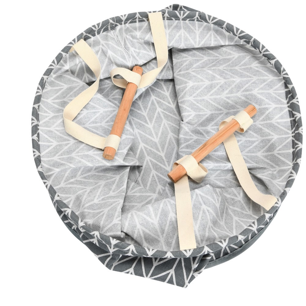 Household Essentials Krush Round Hamper with Wood Dowel Handles