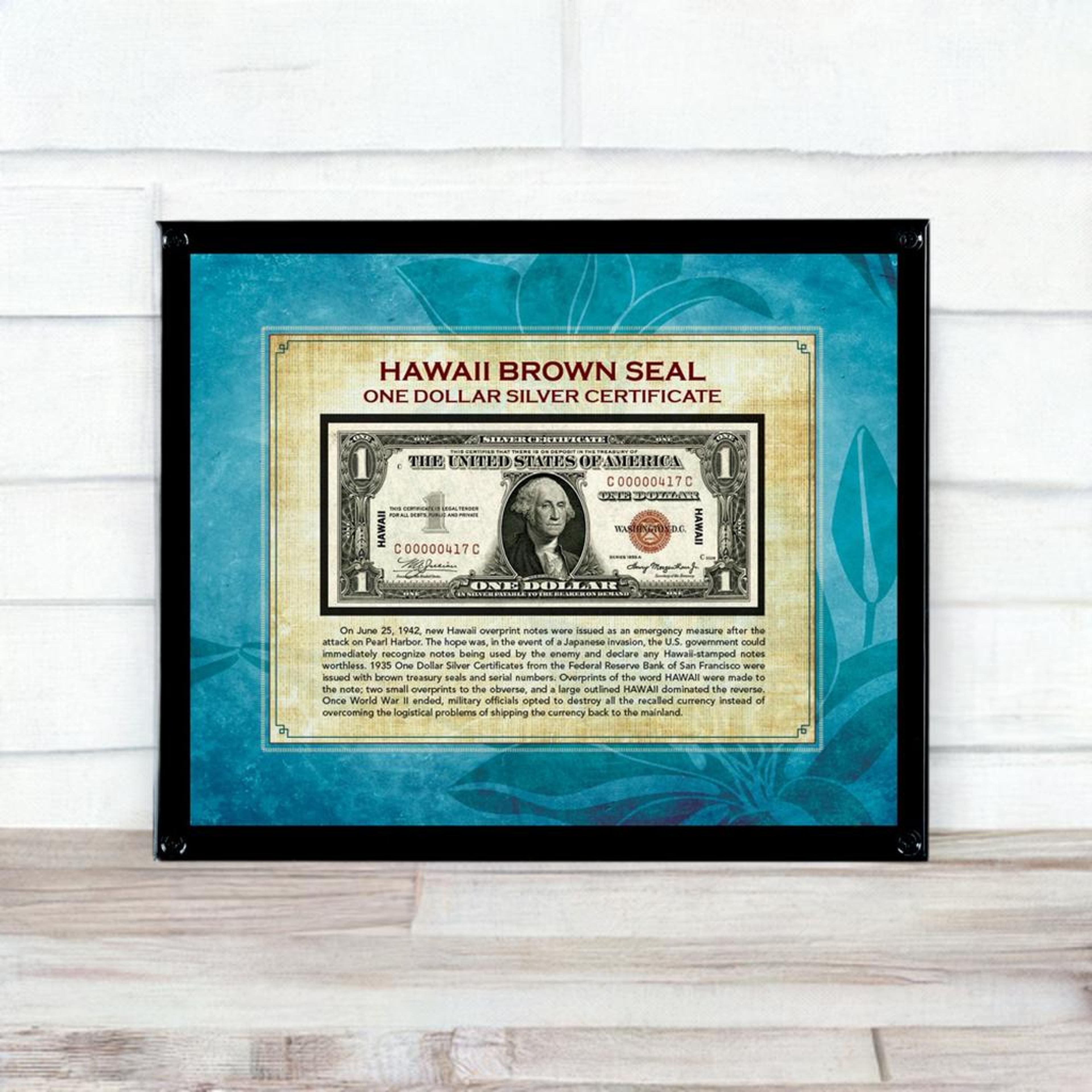 Hawaii Brown Seal Note in Acrylic Frame