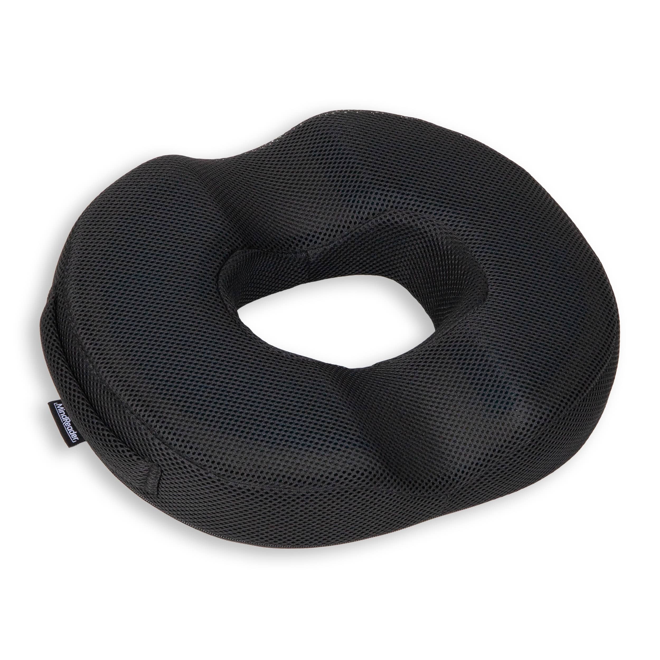 Mind Reader Air-Cloud Gel Donut Pillow, Ergonomic Memory Foam Seat Cushion with Cooling Core, Tailbone, Hemorrhoid, Pregnancy Relief, Black