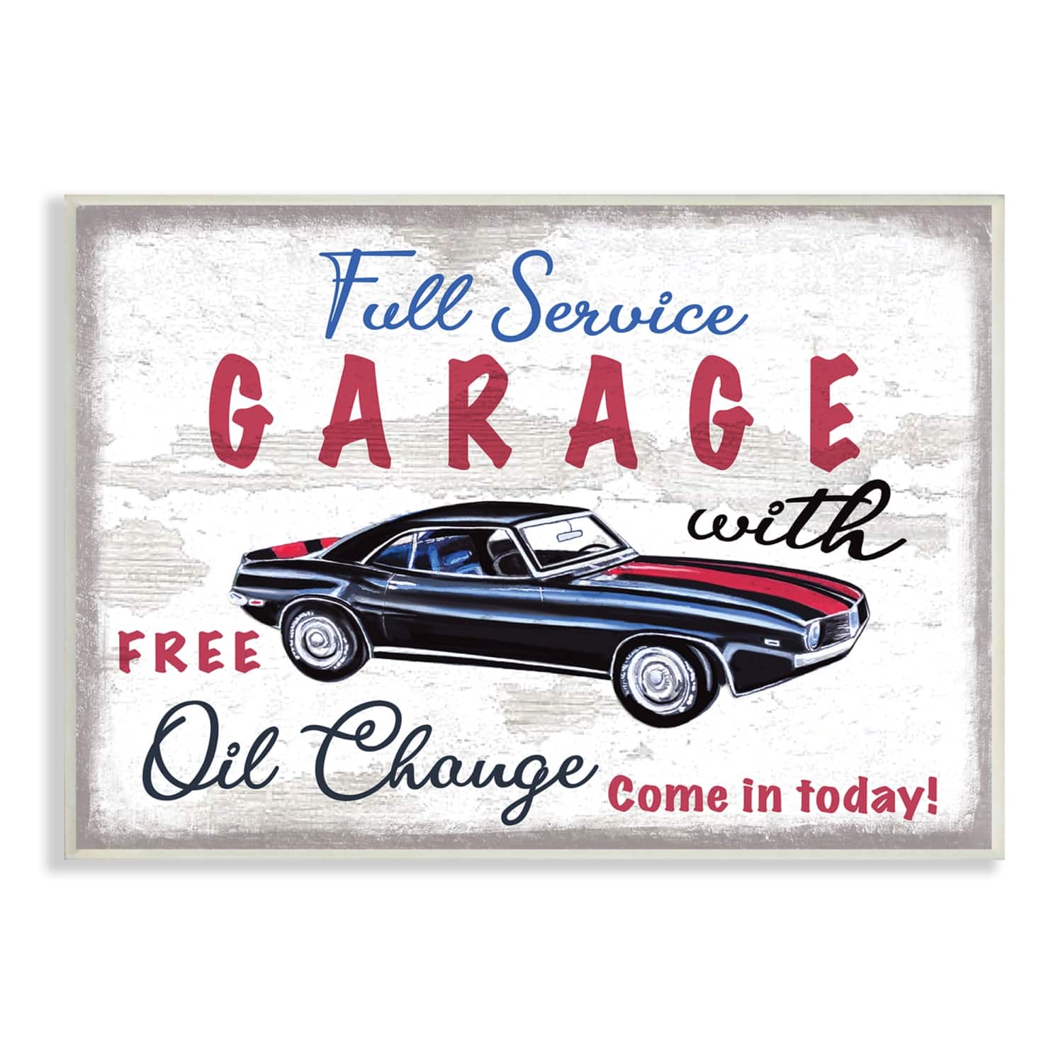 Stupell Industries Vintage Rustic Full Service Garage Sign Sports Car Wall Plaque Art