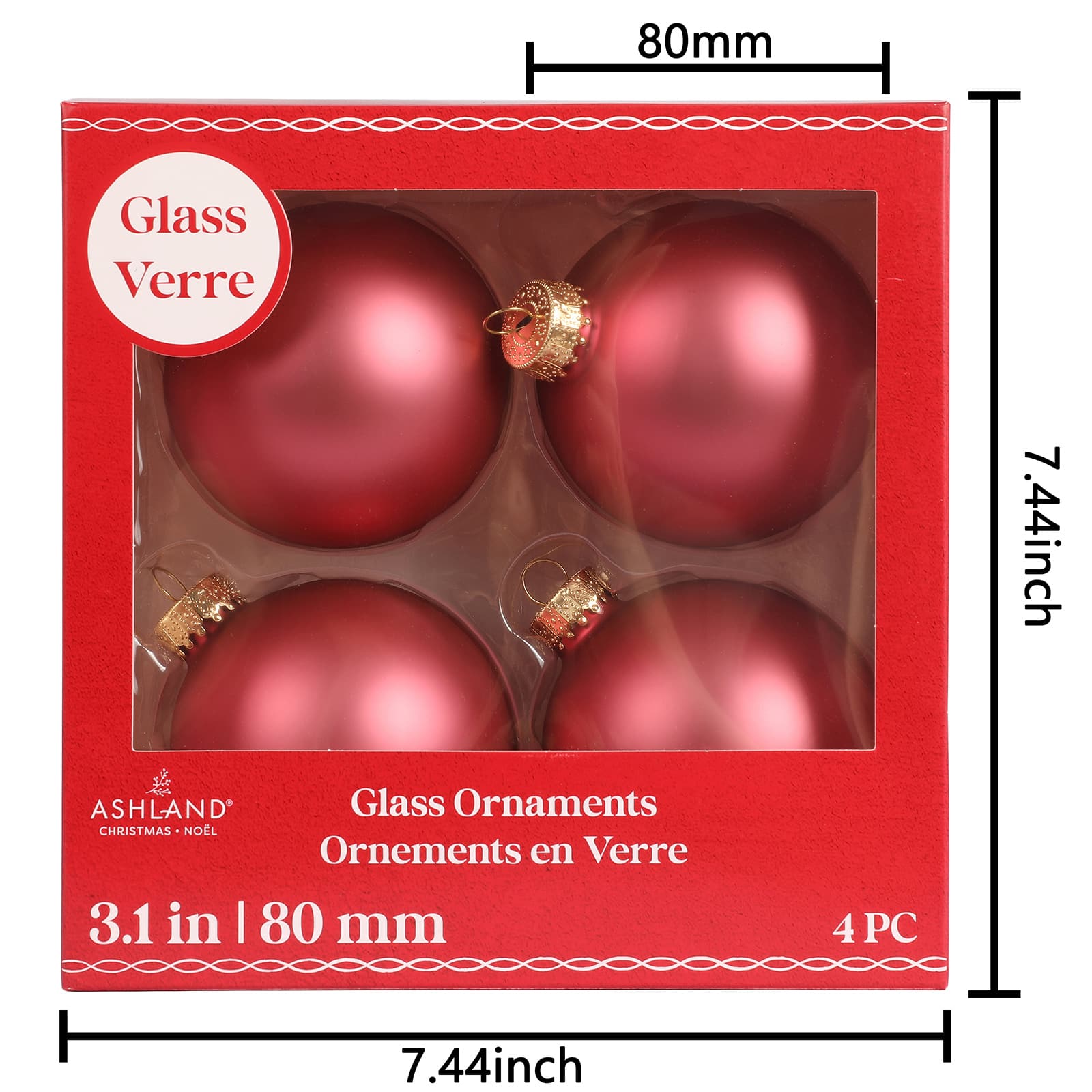 4 Pack 3.1&#x22; Satin Glass Ball Ornaments by Ashland&#xAE;