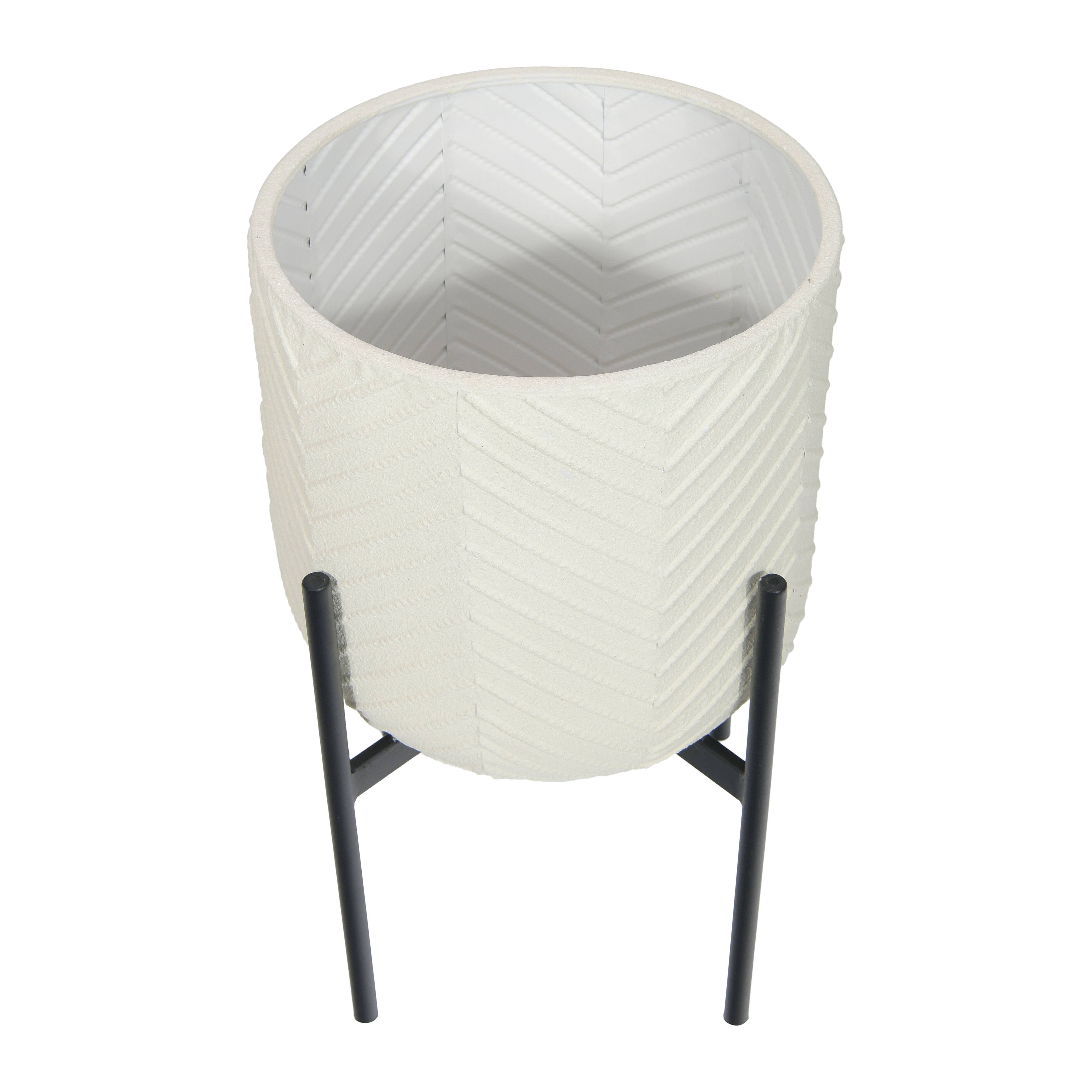 Hello Honey® 22" White with Black Metal Planter and Stand, 2ct.