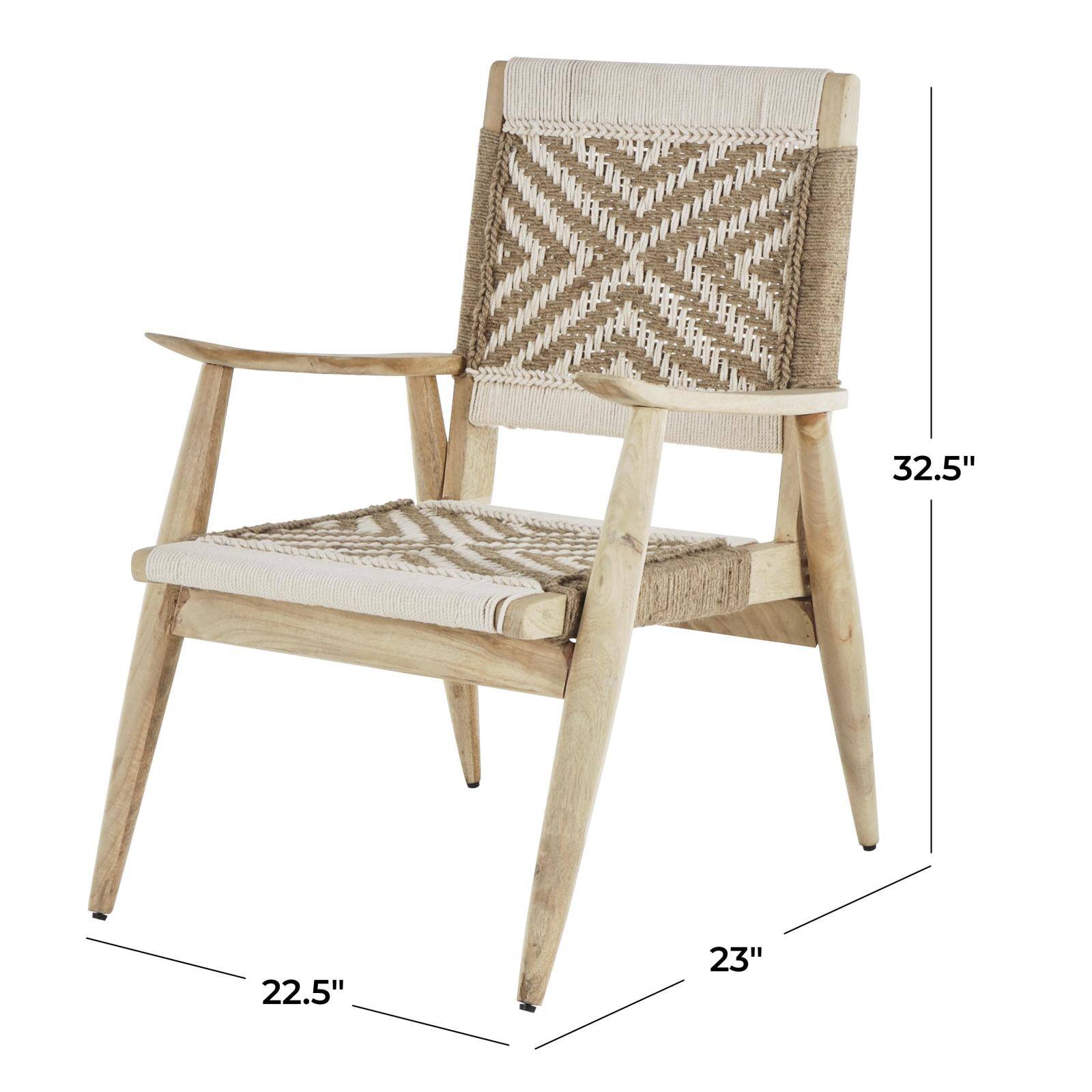 32" White Jute Rope with Brown Mango Wooden Handmade Frame Chair