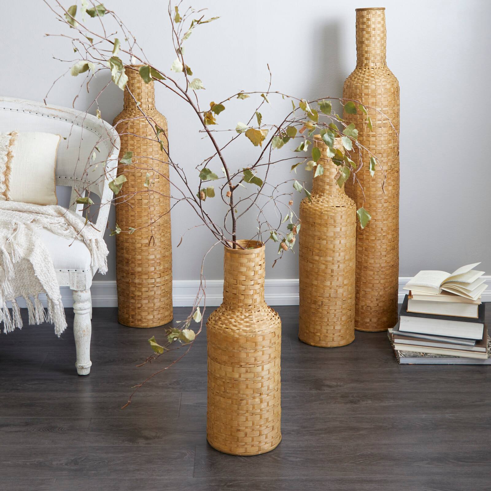 Brown Bamboo Tall Woven Floor Vase Michaels