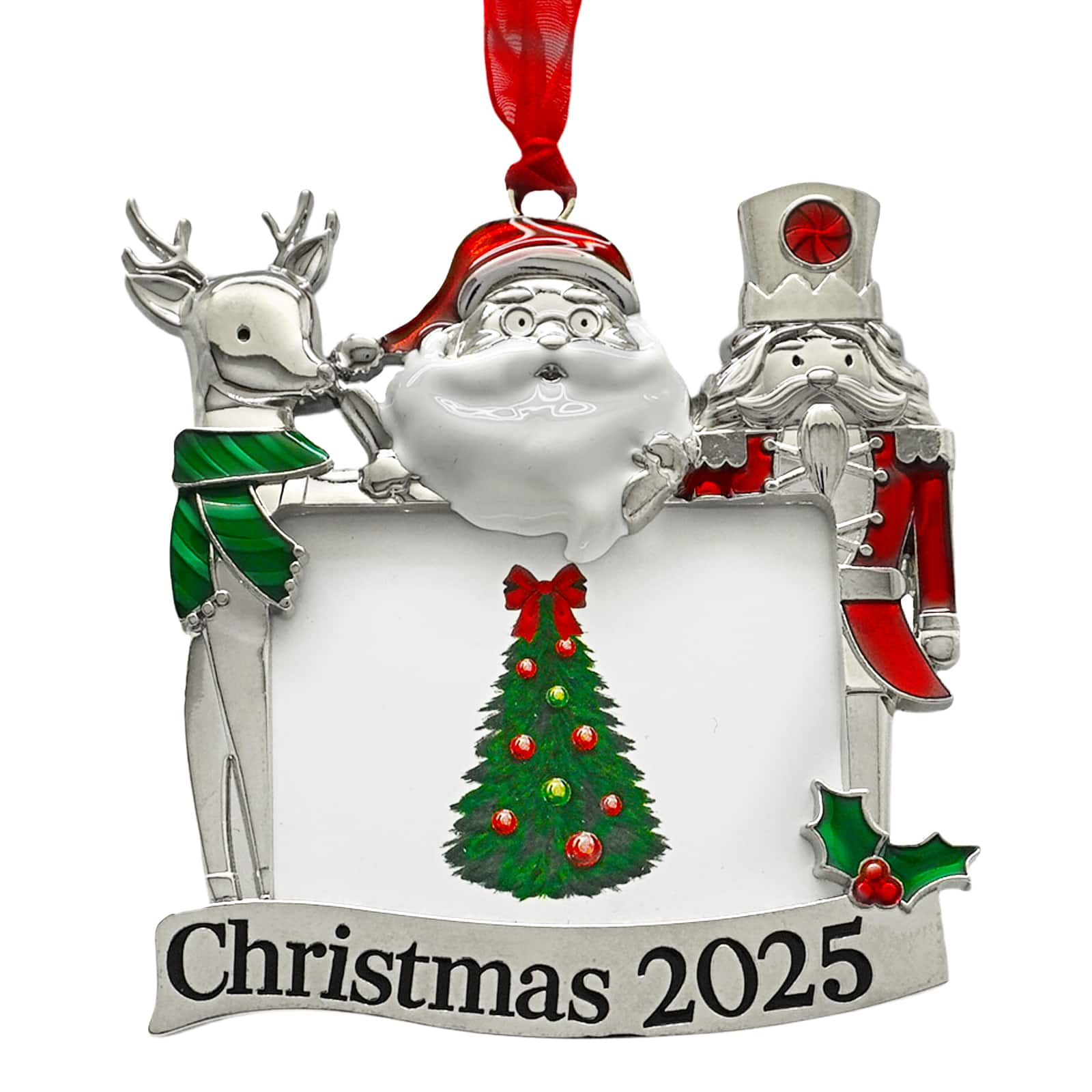 1.75" x 2.25" Silver Santa & Friends 2025 Ornament Frame by Studio Décor®