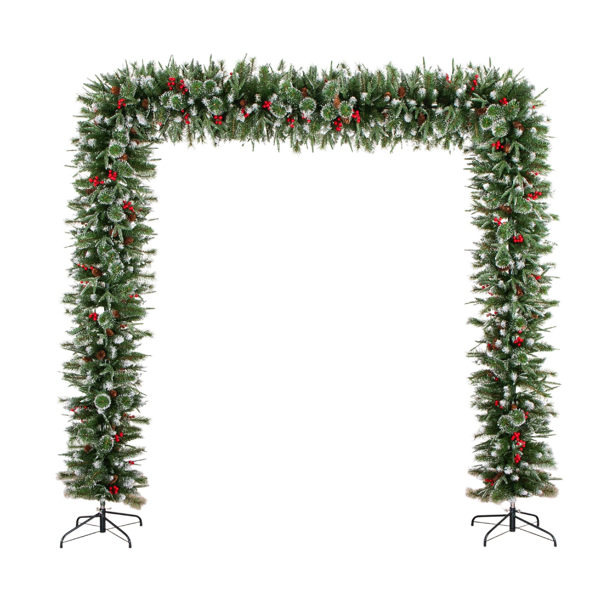 8ft. Holiday Green Pine Artificial Christmas Archway with Pinecones & Berries