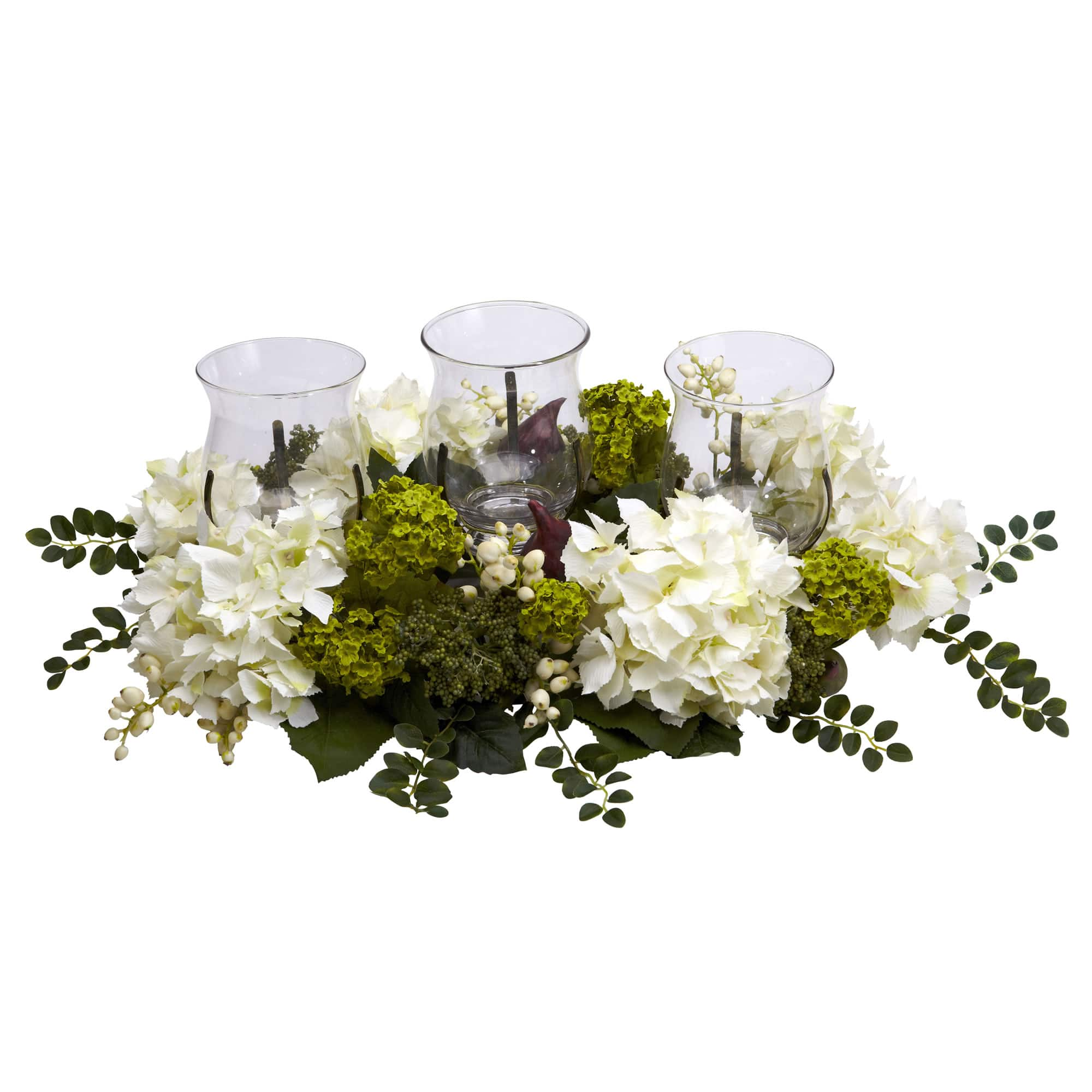 9.5&#x22; Snowball Hydrangea Triple Candelabrum