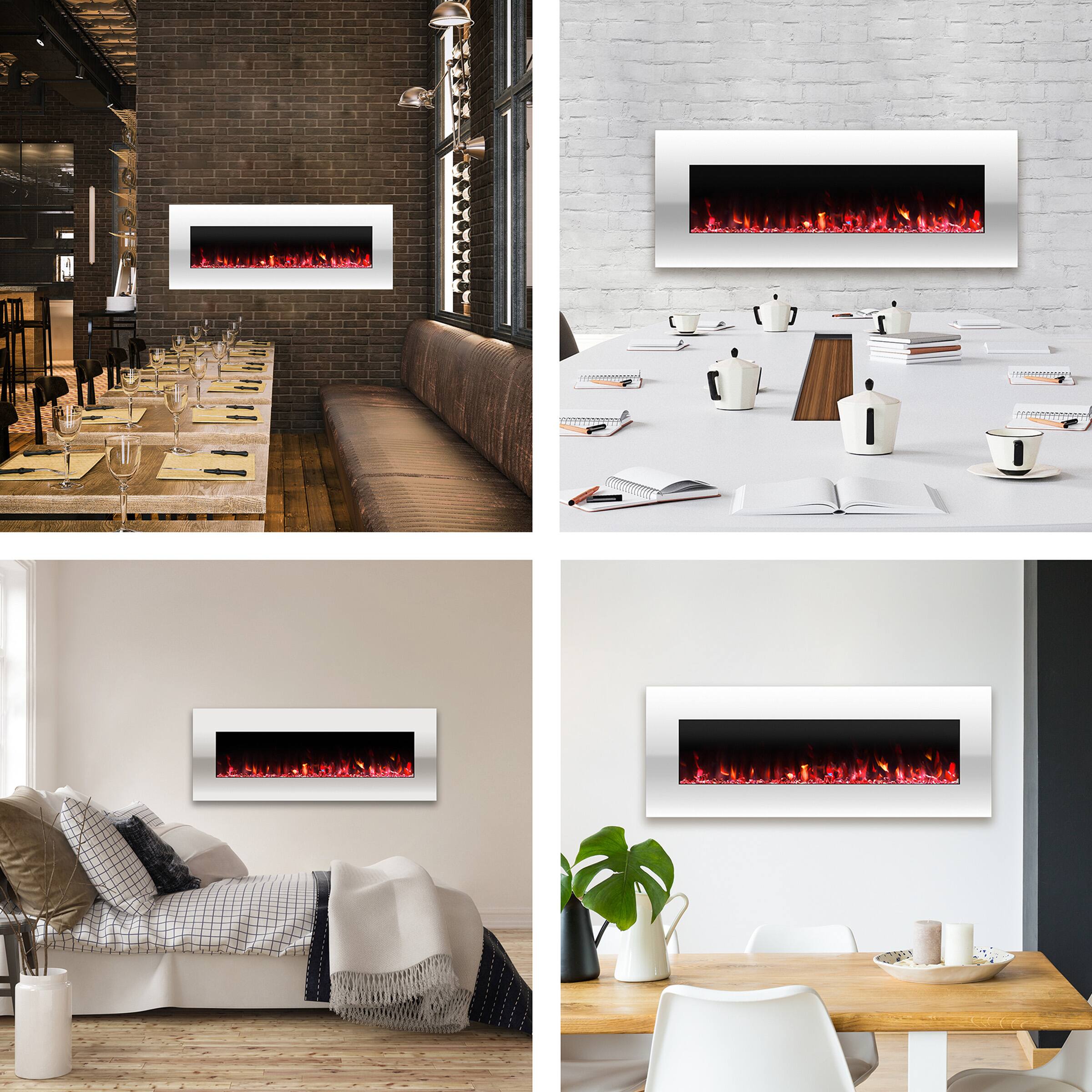 Hastings Home 50&#x22; White Electric Fireplace