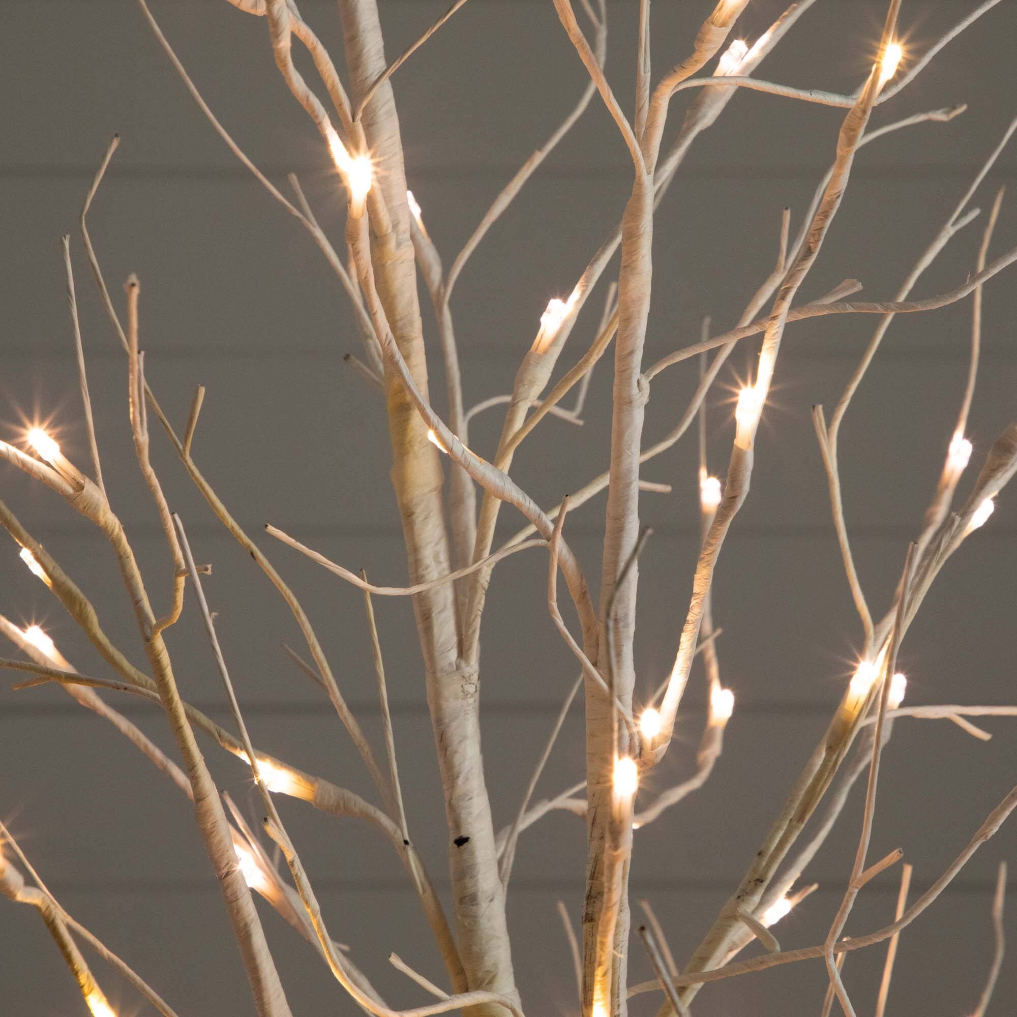 6ft. Pre-Lit White Birch Artificial Christmas Tree, White LED Lights