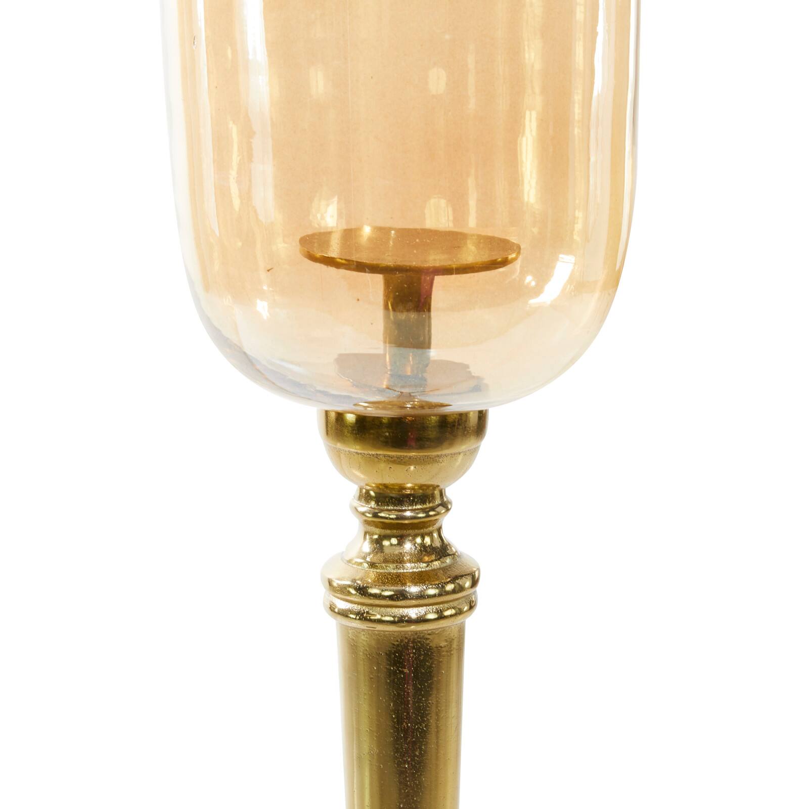 38" Gold Aluminum & Glass Traditional Candlestick Holder