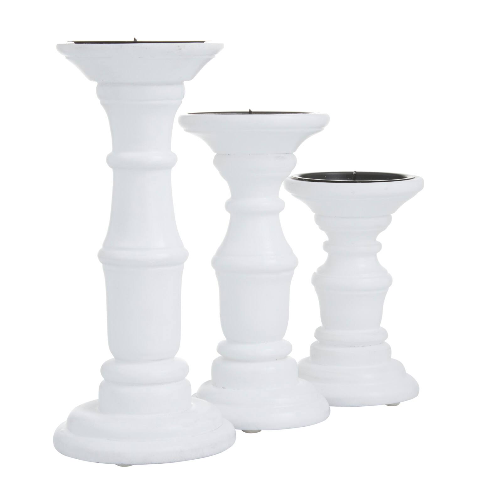 White Wood French Country Candle holder 10&#x22;,8&#x22;,6&#x22;