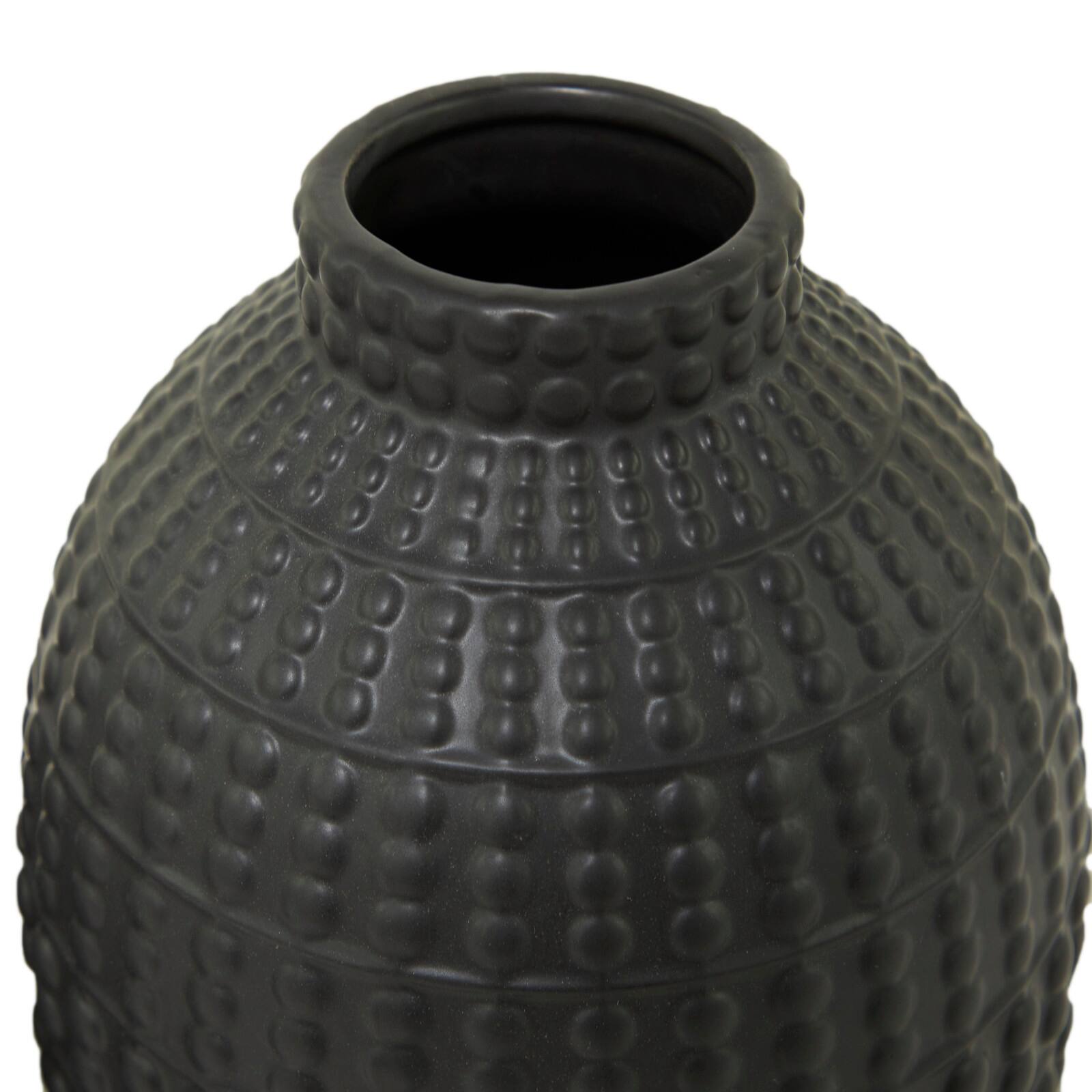 Set of 2" Black Stoneware Contemporary Vase 16", 12"