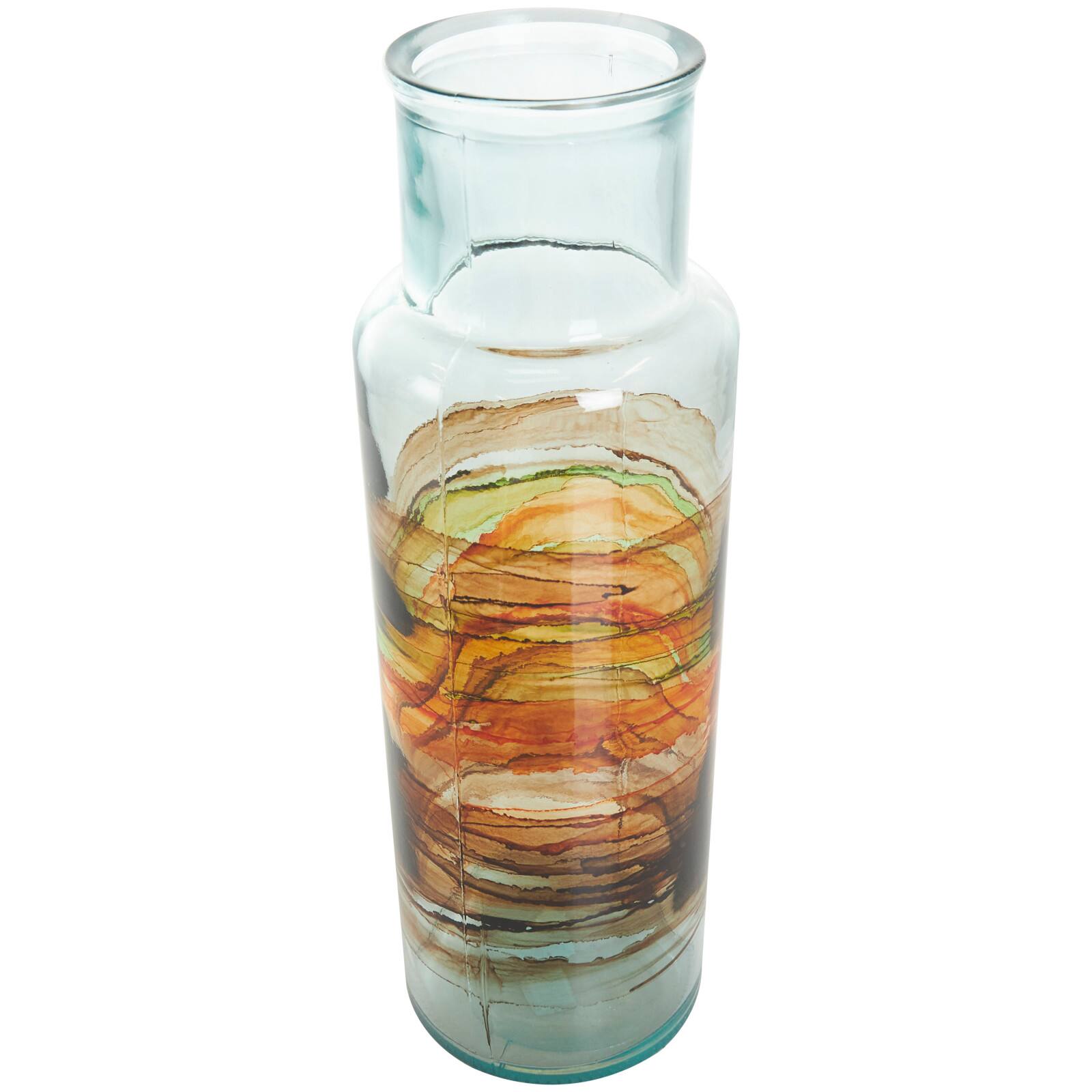 18&#x22; Multicolor Swirl Glass Vase