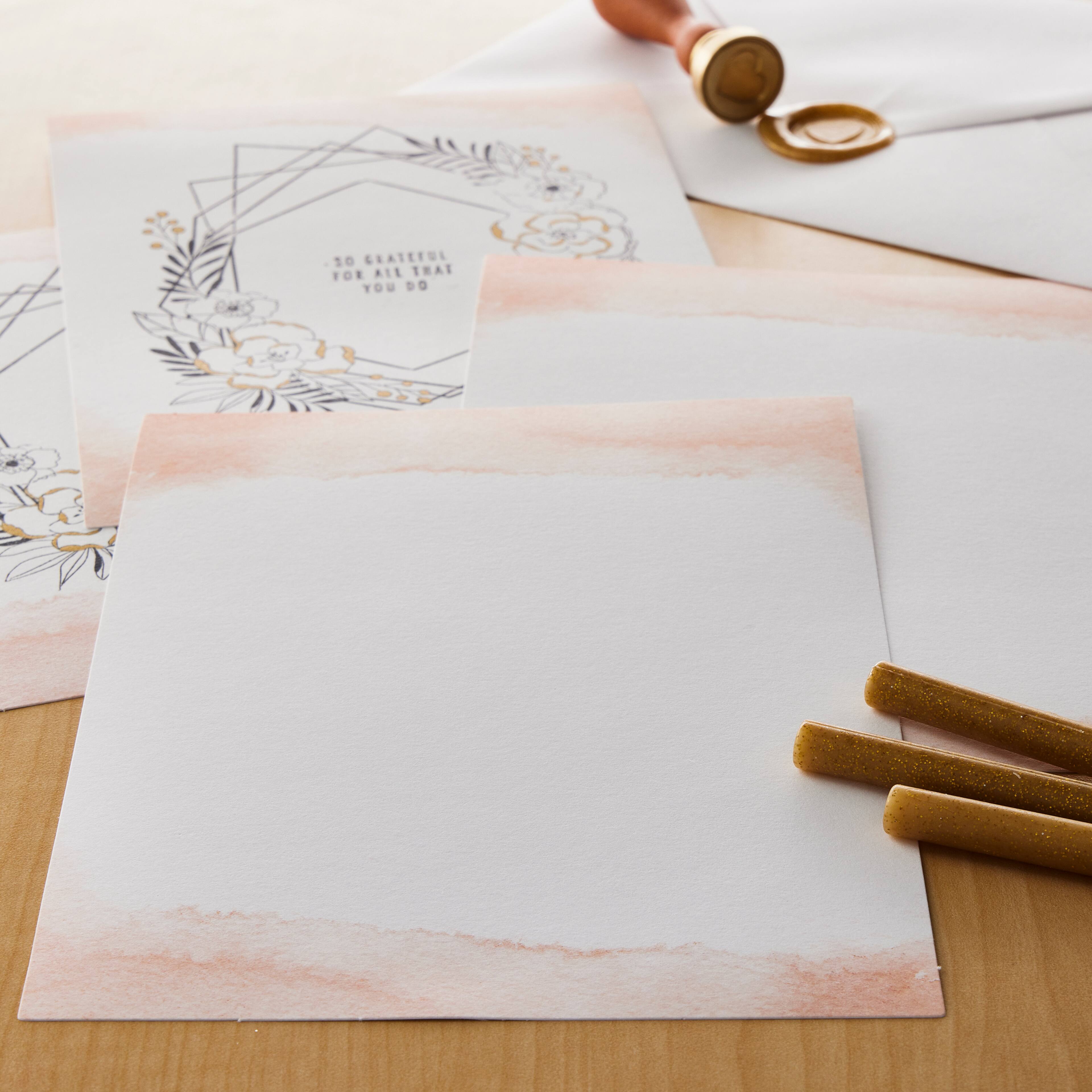 8 Packs: 40 ct. (320 total) Blush Watercolor Flat Cards &#x26; Envelopes by Recollections&#x2122;, 5&#x22; x 7&#x22;