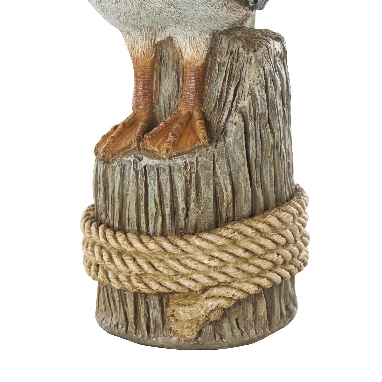 14" Teal Textured Pelican Sculpture with Brown Block