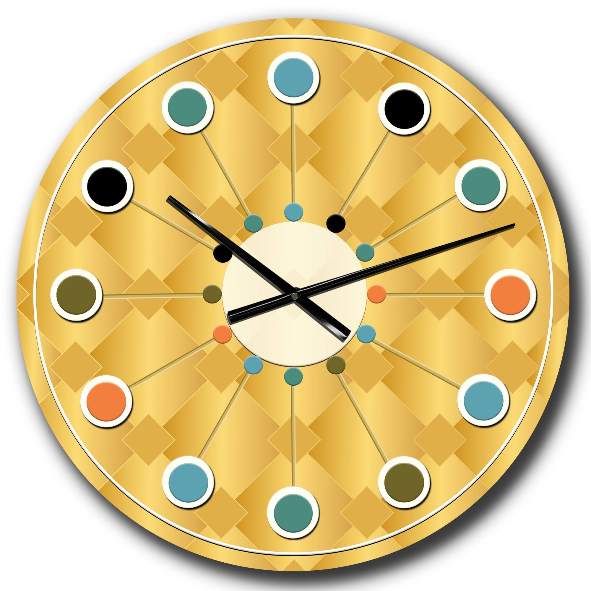 Designart 'Golden Geometric I Mid-Century Modern Wall Clock