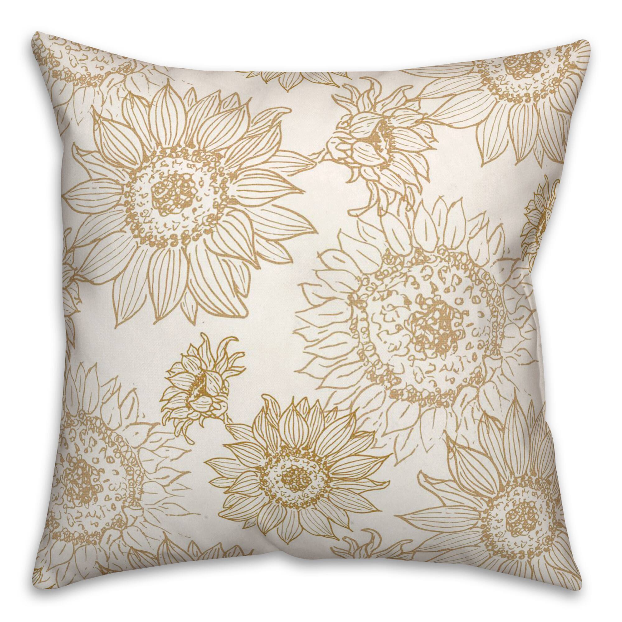 Large Sunflower Head Throw Pillow