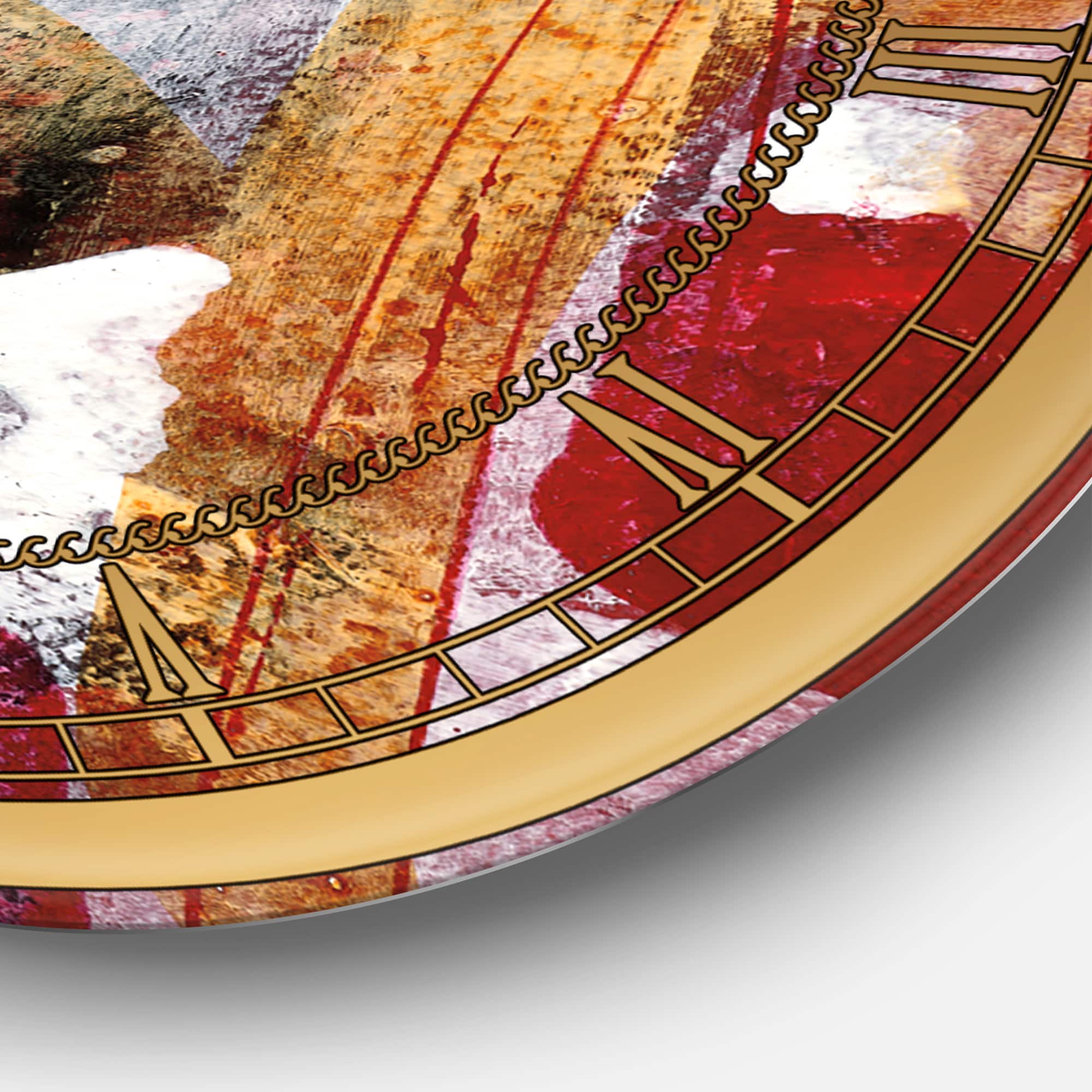 Designart 'Abstract Watercolor With Red And Yellow Glam Wall Clock