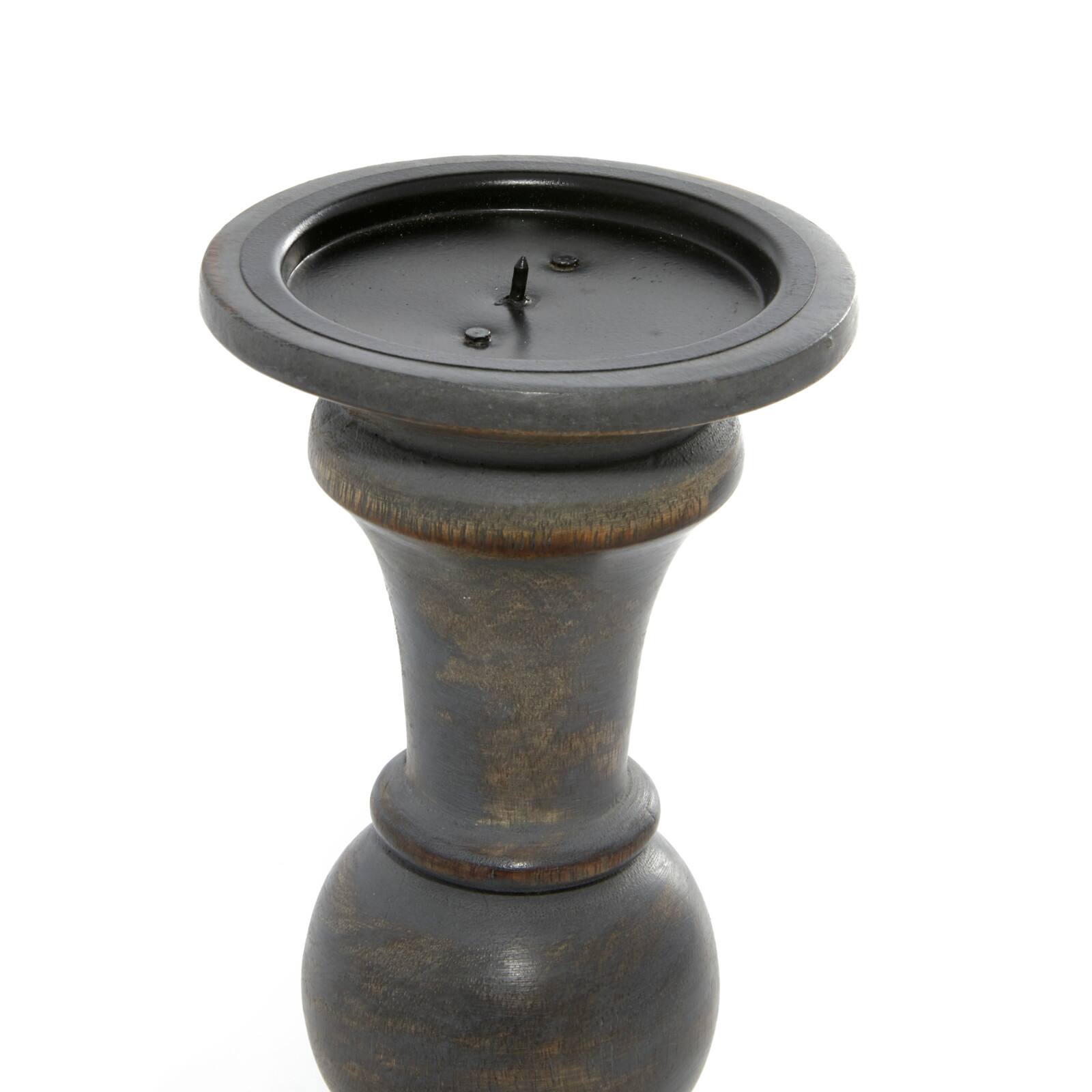 Brown Mango Wood Country Cottage Candle Holder Set