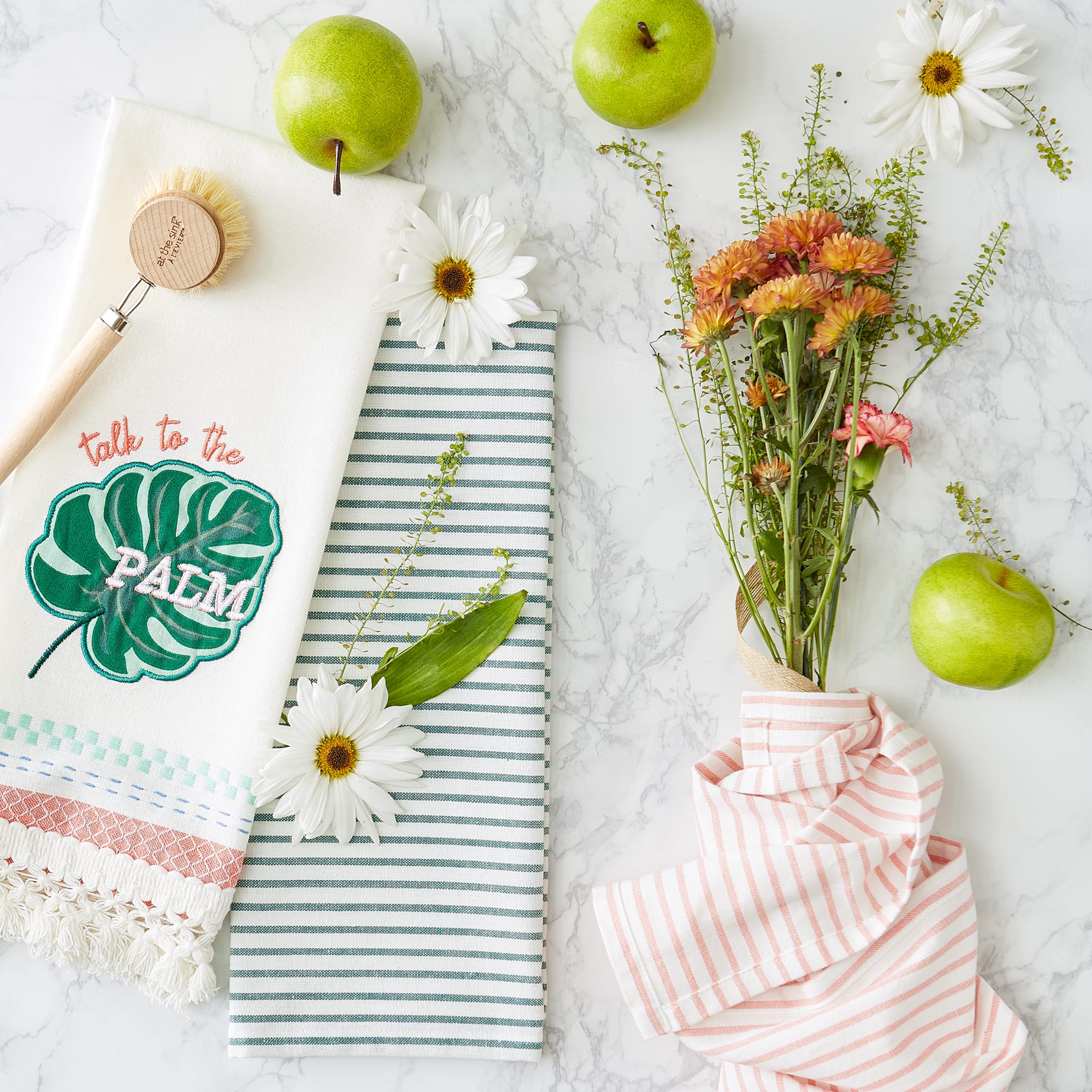 Talk To Palm Embellished Dishtowel (Set of 3)