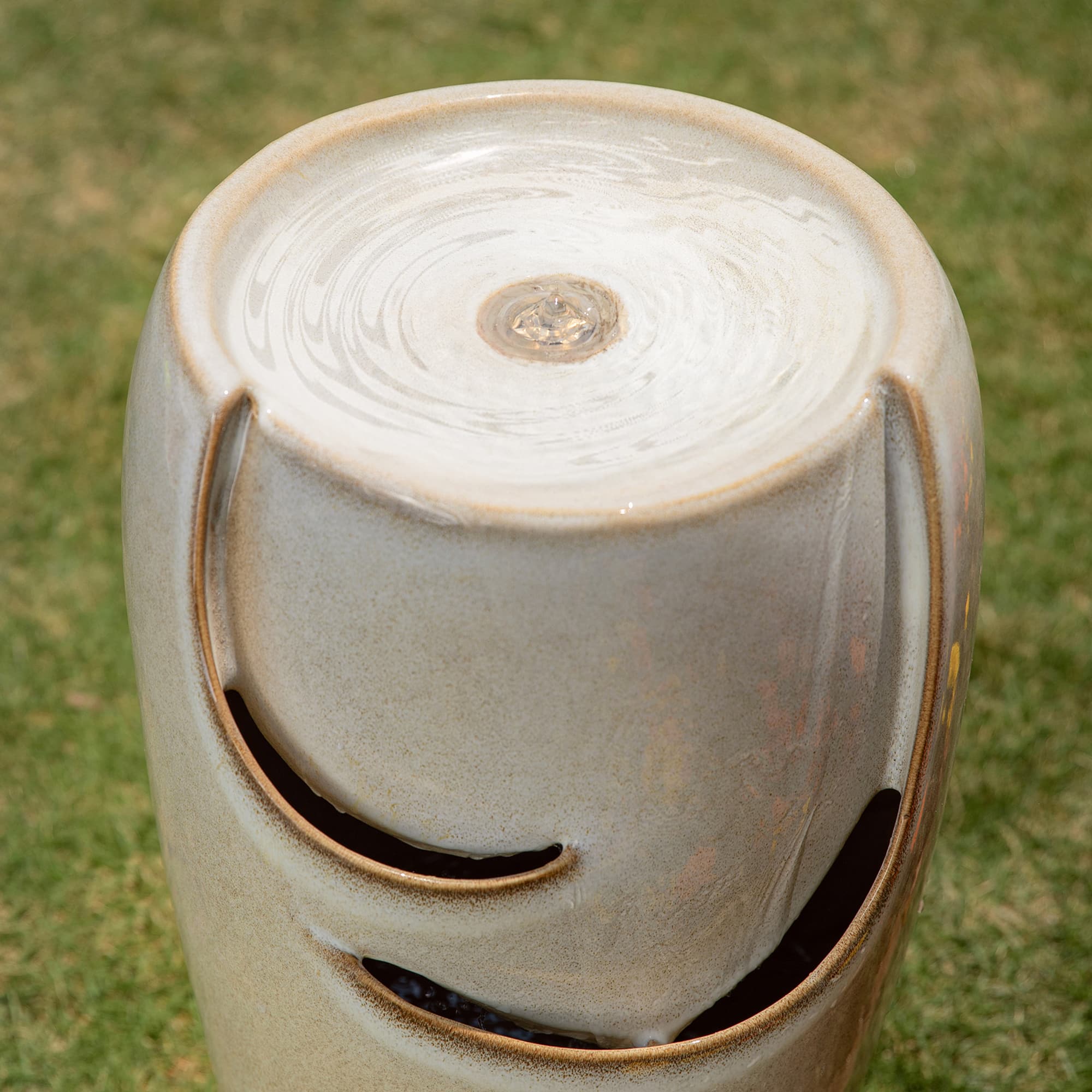 Glitzhome® 21" Sand Beige LED Ceramic Fountain