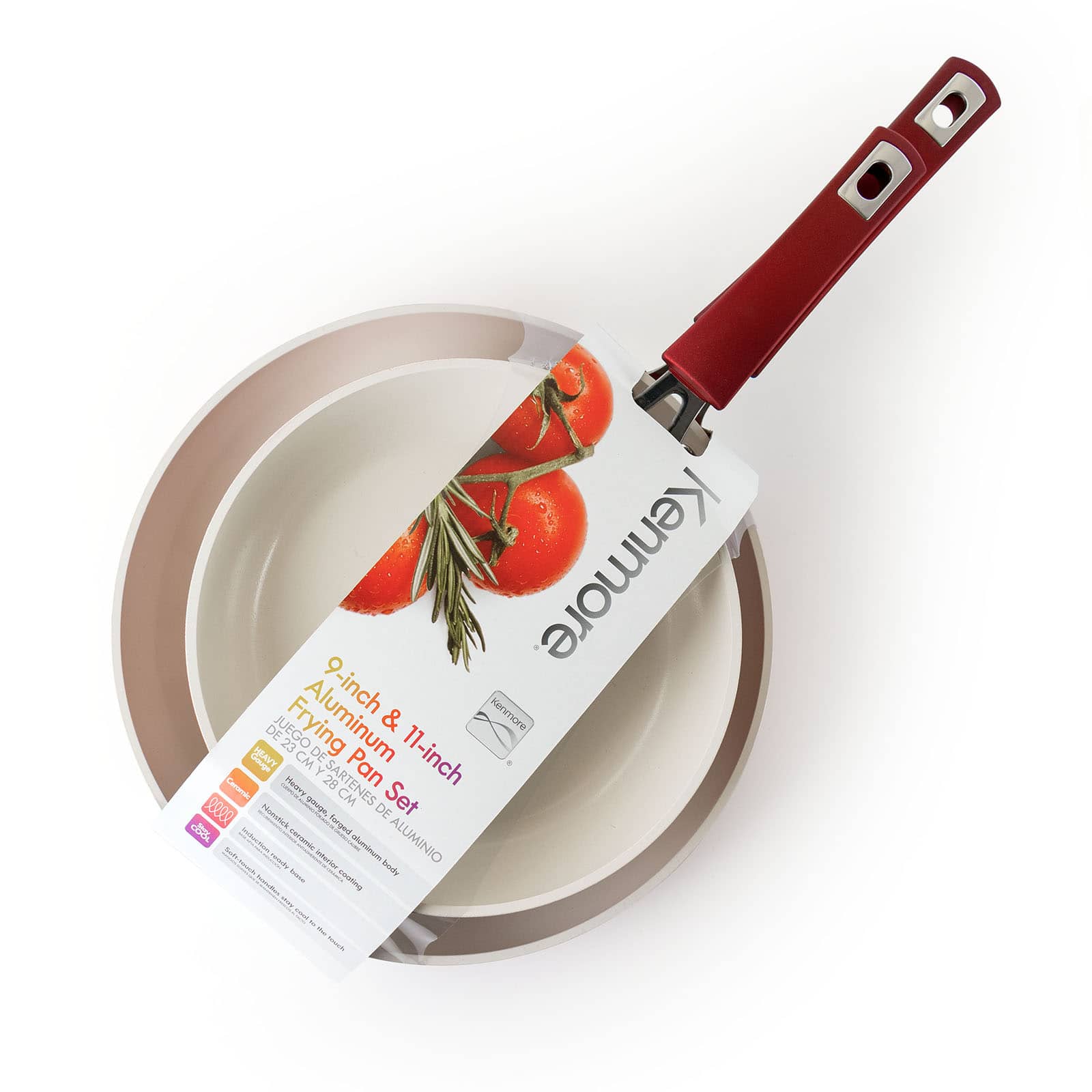 Kenmore® Arlington 2-Piece Metallic Red Aluminum Ceramic Coated Nonstick Frying Pan Set